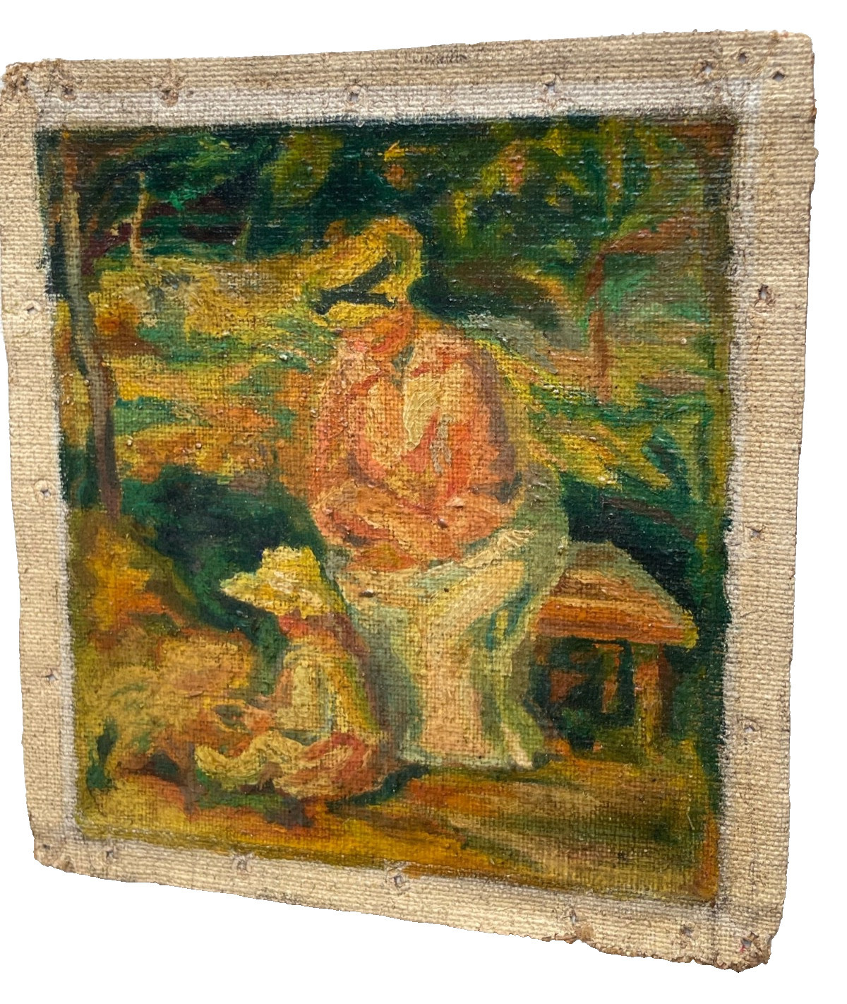 RENOIR Original French Impressionist – Antique Oil Canvas 1903’s – Woman & Child