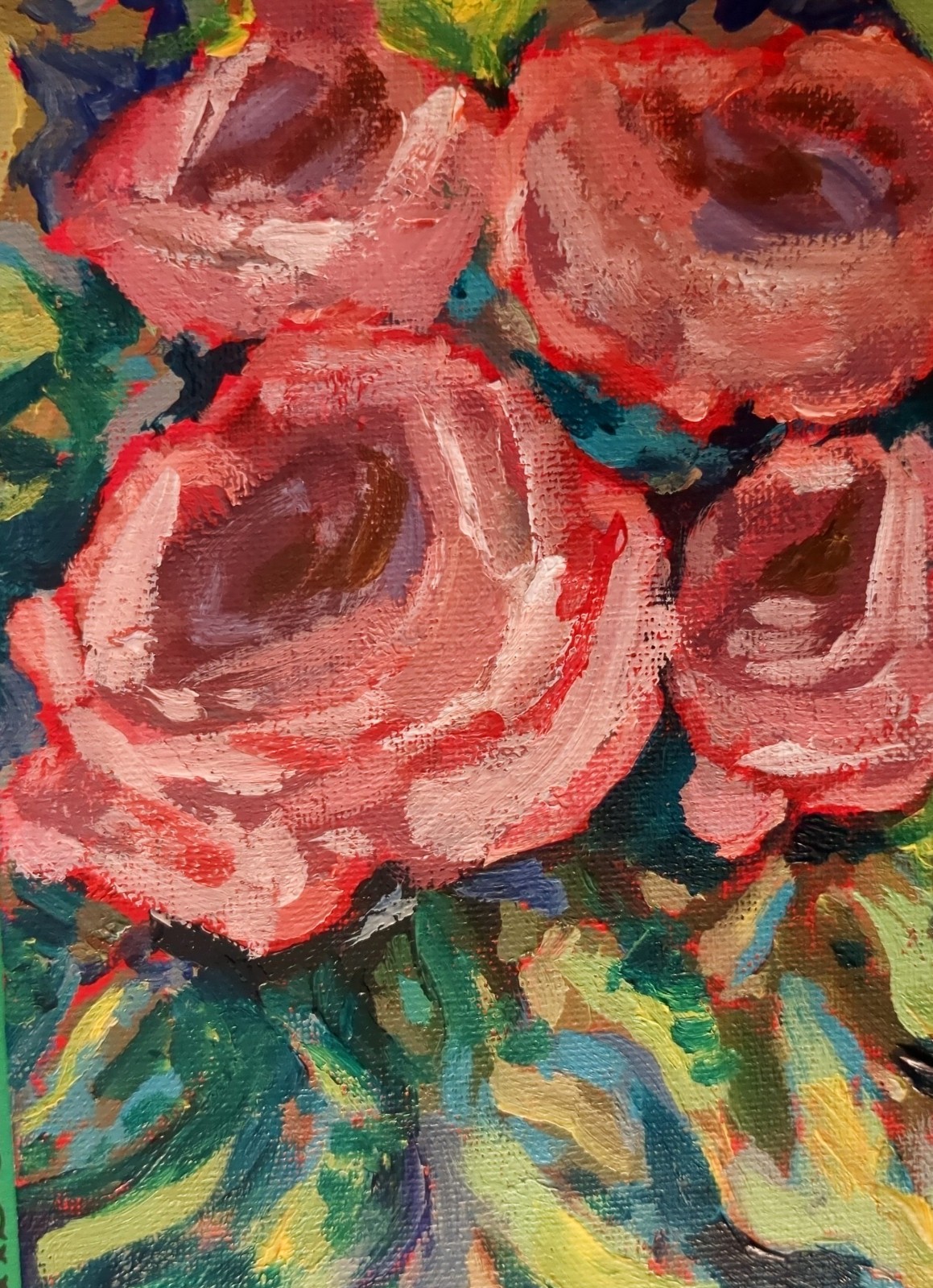 ORIGINAL still life acrylic Painting Kunze art on canvas board OOAK floral