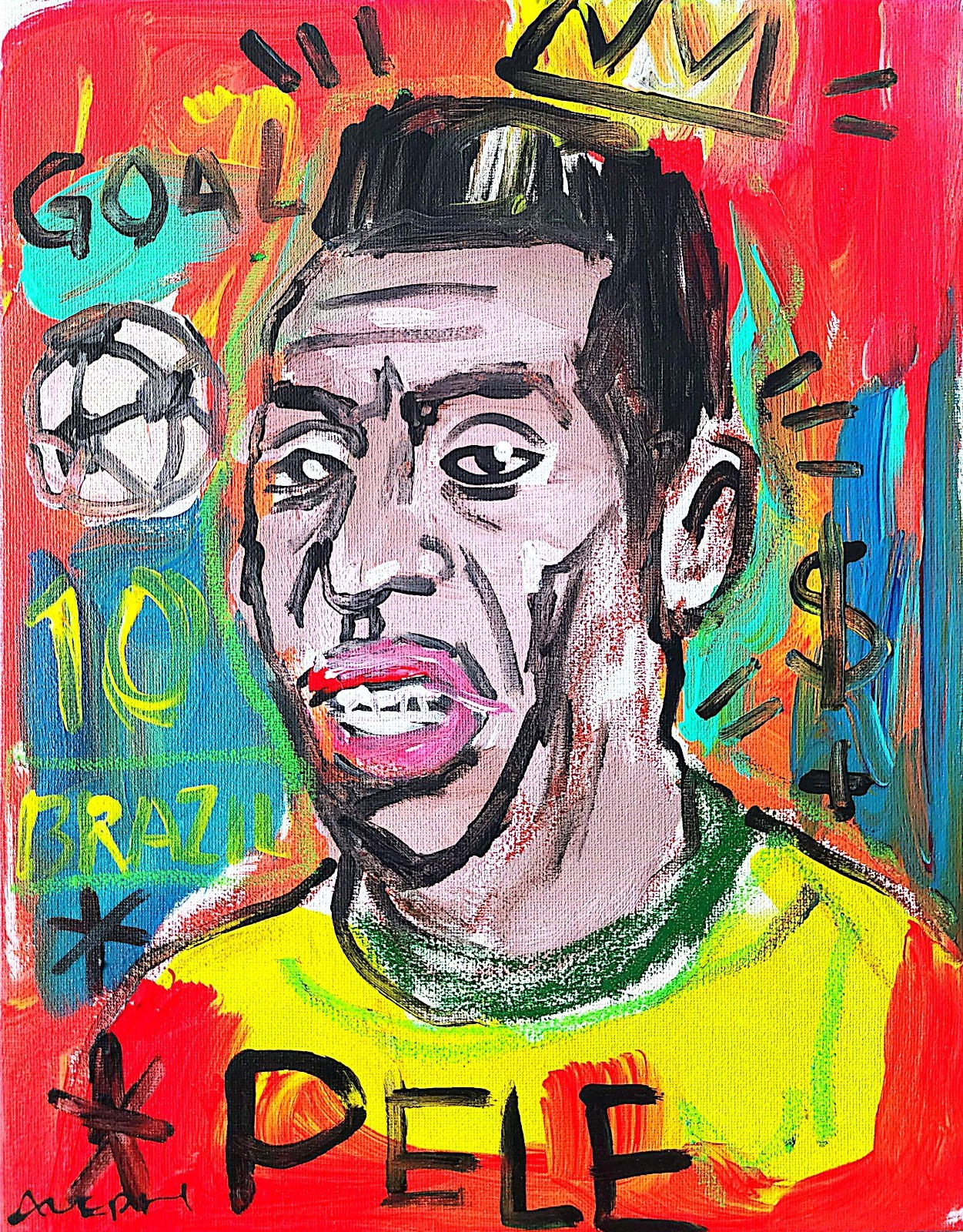 Aleph Original Art Pele 14×11 Abstract Expressionist Original Painting Canvas