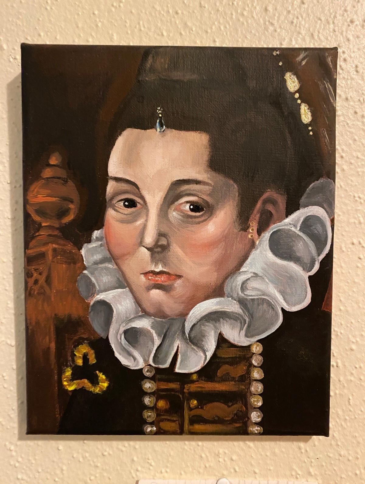 Portrait acrylic painting of pioneering Italian Renaissance painter from Bologna