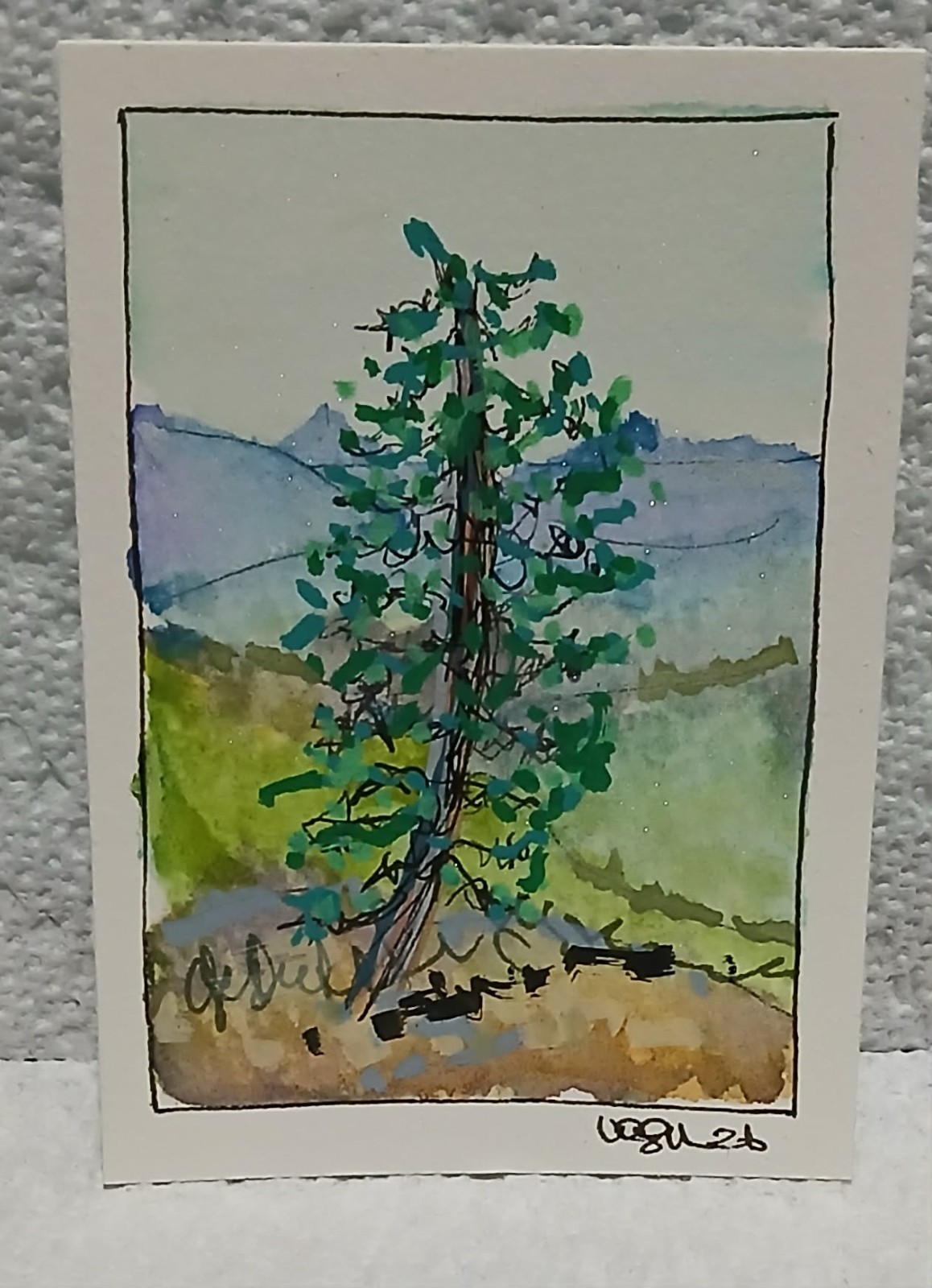 Blue Ridge Lonesome Pine Watercolor ACEO — Appalachian Art by Virginia OOAK