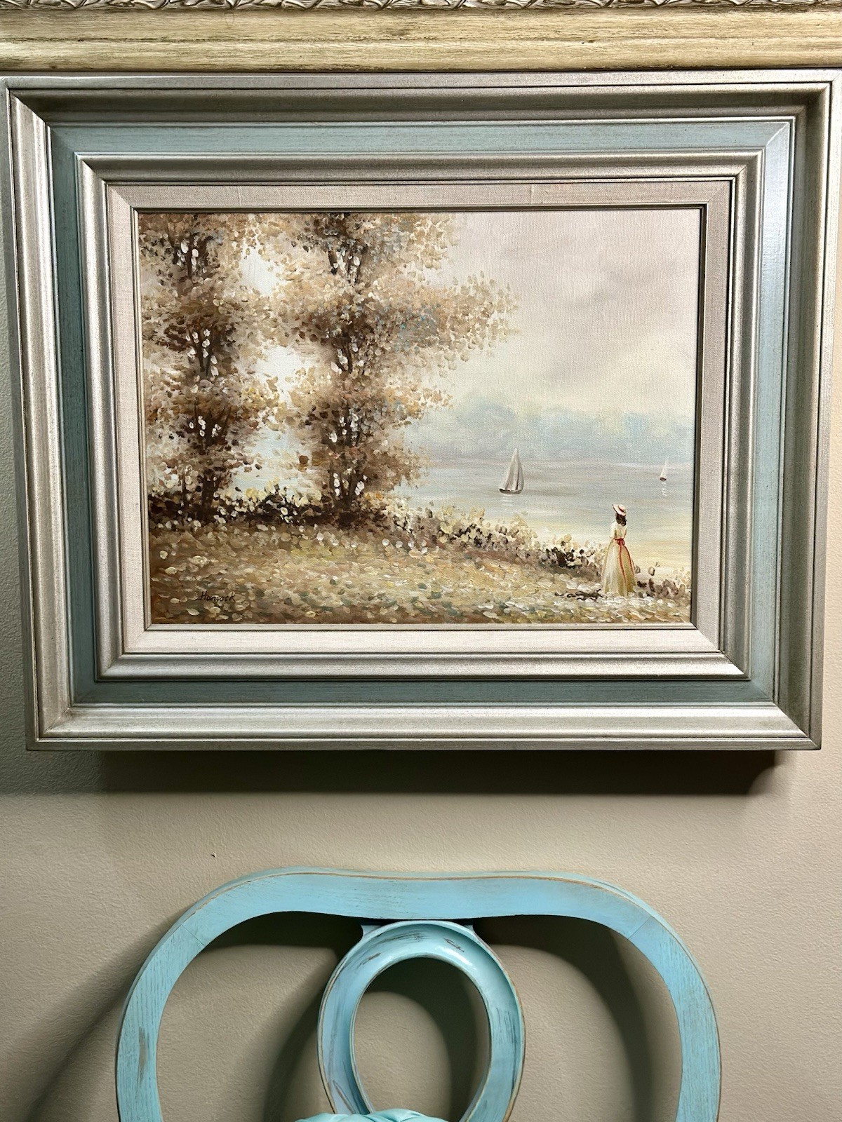 VTG Original Oil on Canvas Signed Hancock Framed Landscape Painting 18×22