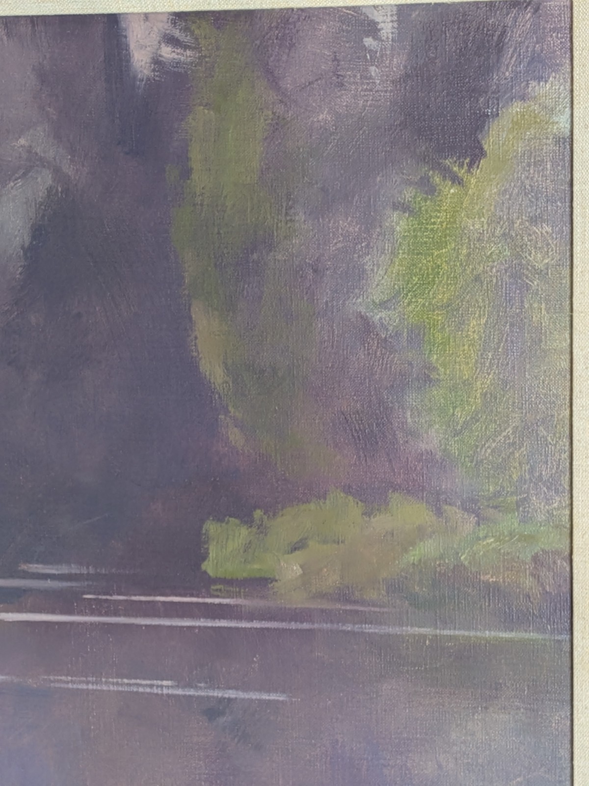 Deane Keller Oil Painting CT Farmington River Landscape Impressionist lavender