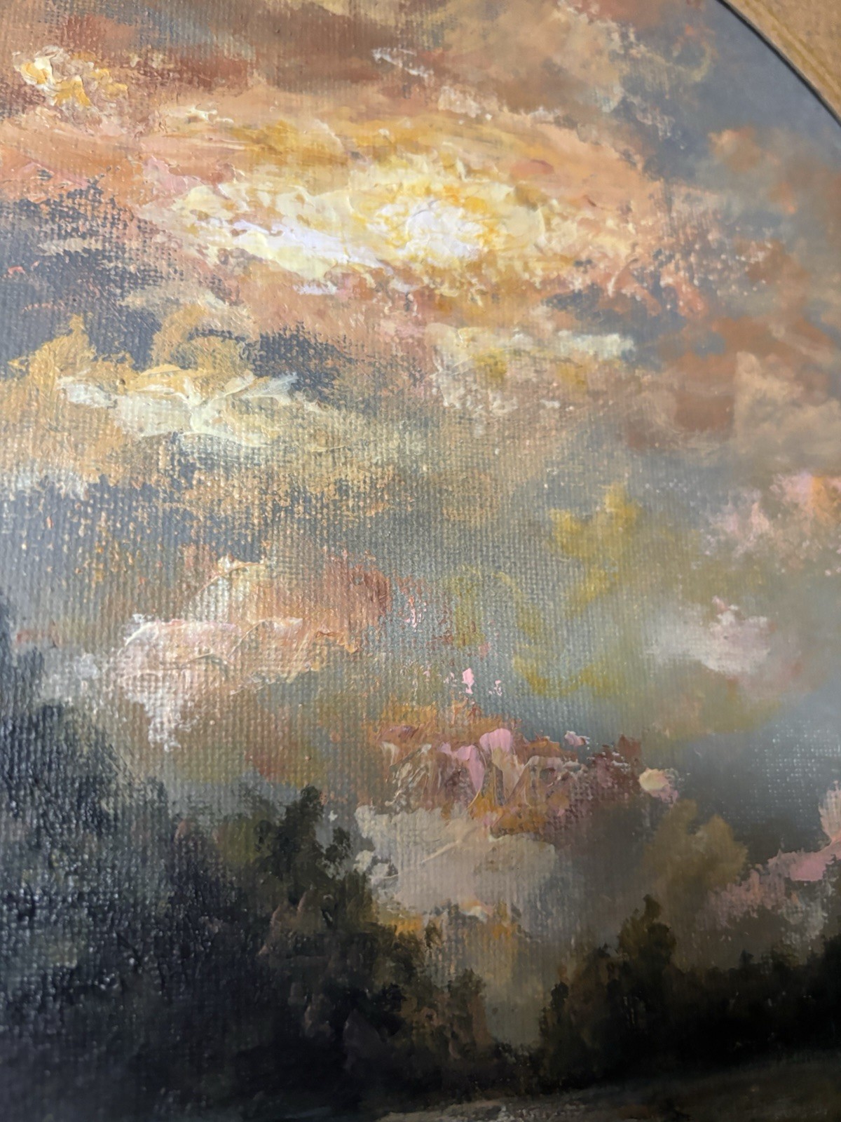 ORIGINAL Hand Painted Moody Landscape Painting In Vintage Frame, Signed 13×16