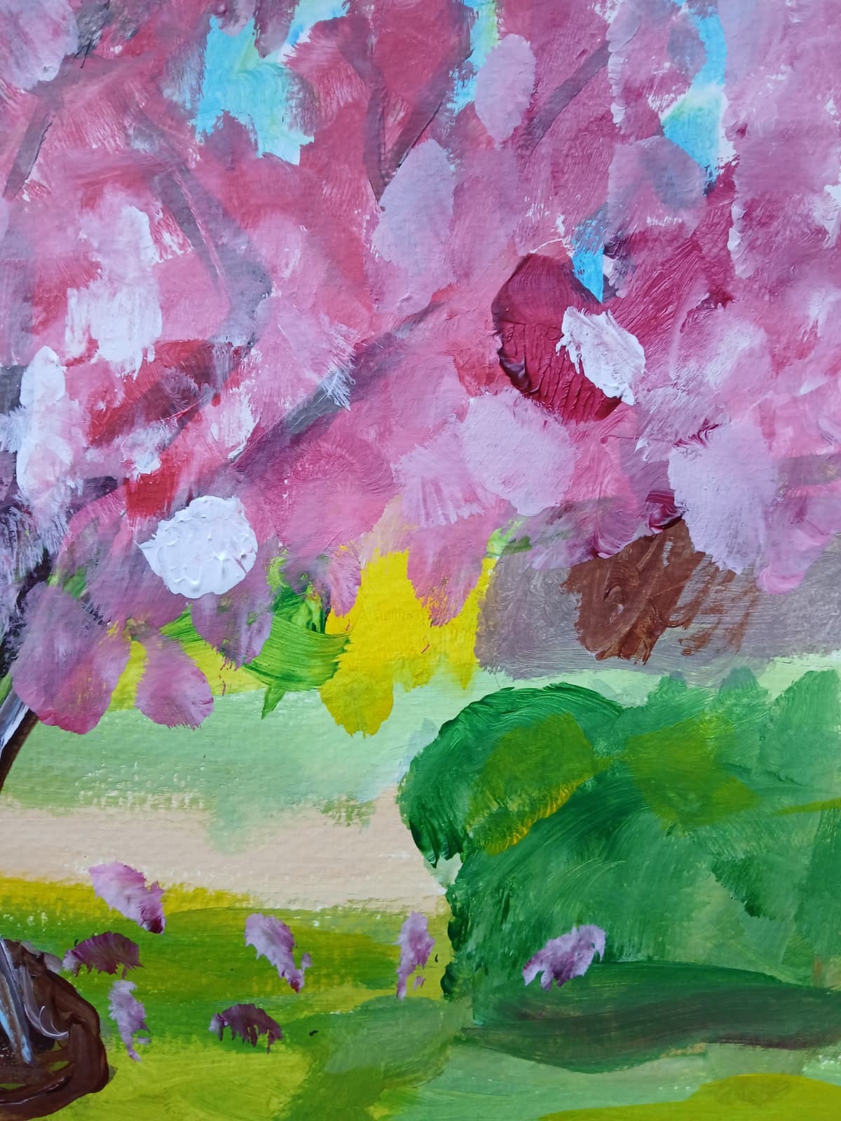 Impressionistic 11 X 14 Cherry Trees Handmade Signed colorful Original Painting