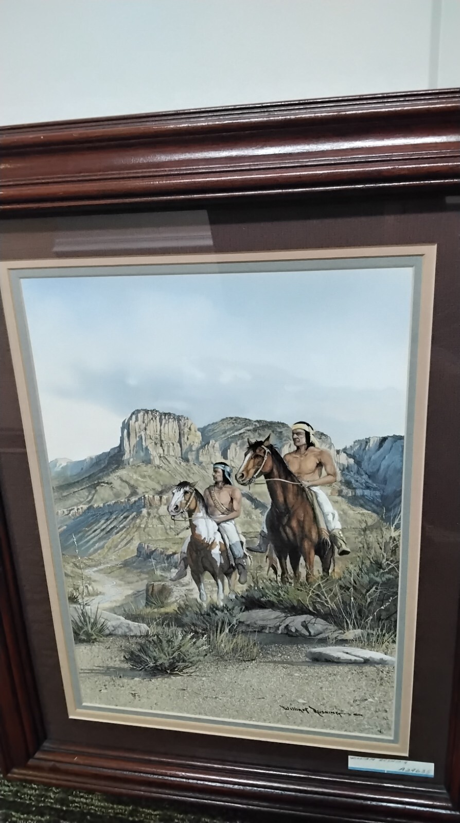 William Rushing Art Native Americans on Horseback . Great Detail (Signed) 17×12