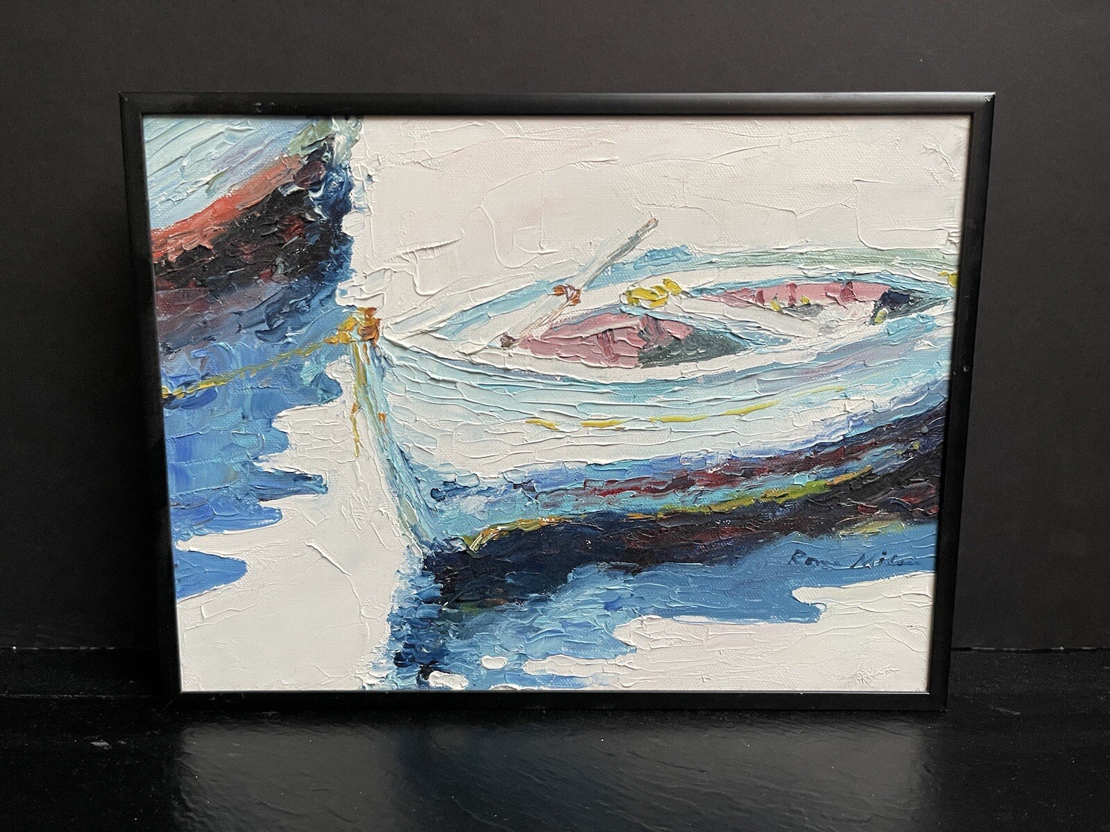 Original Oil Painting by Rome Milan «Blue Nile Small» 9in X 12in Framed