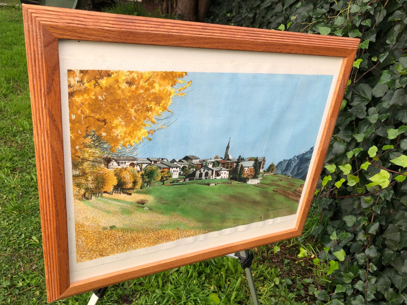 FERNANDO ROBLES Original SWISS ALPS LANDSCAPE WATERCOLOR LISTED MEXICAN ARTIST