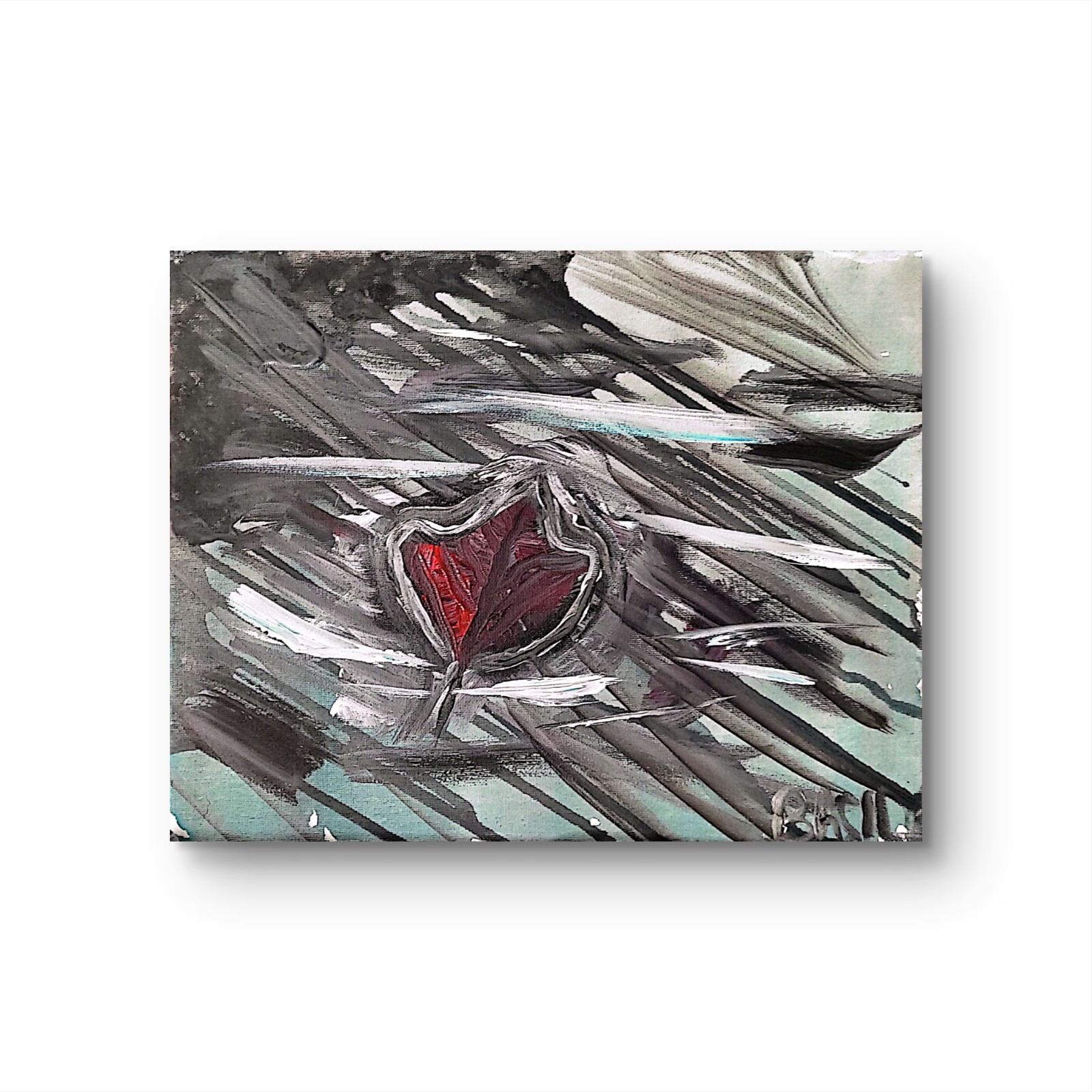 Leaf Adrift Abstract Expressionist Original Painting Canvas 11×14