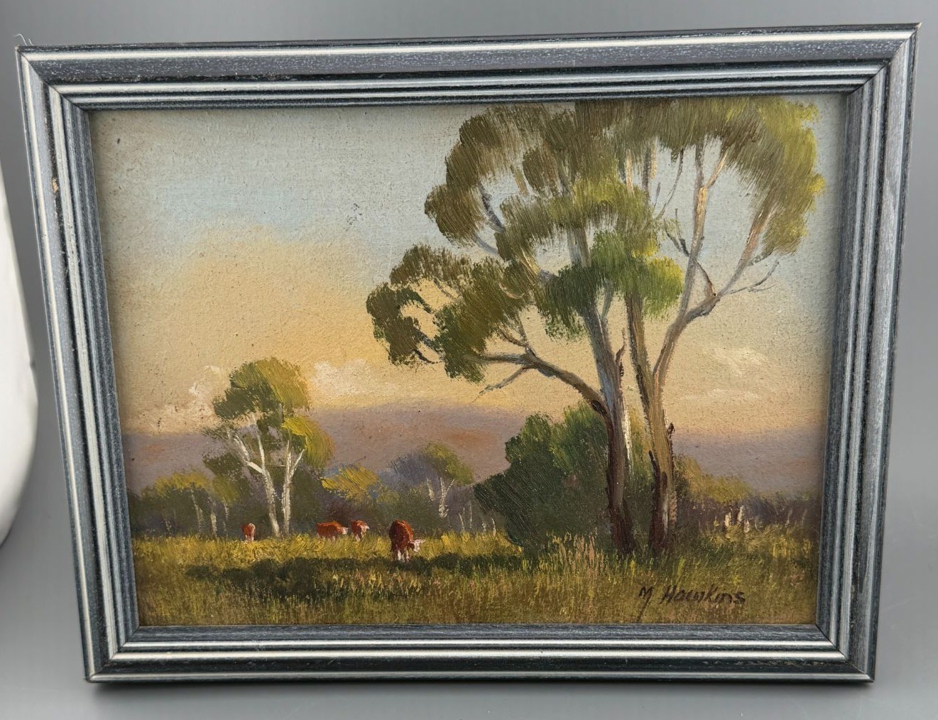 Vintage Landscape Paintings Signed Australian Cattle Countryside1984 Framed