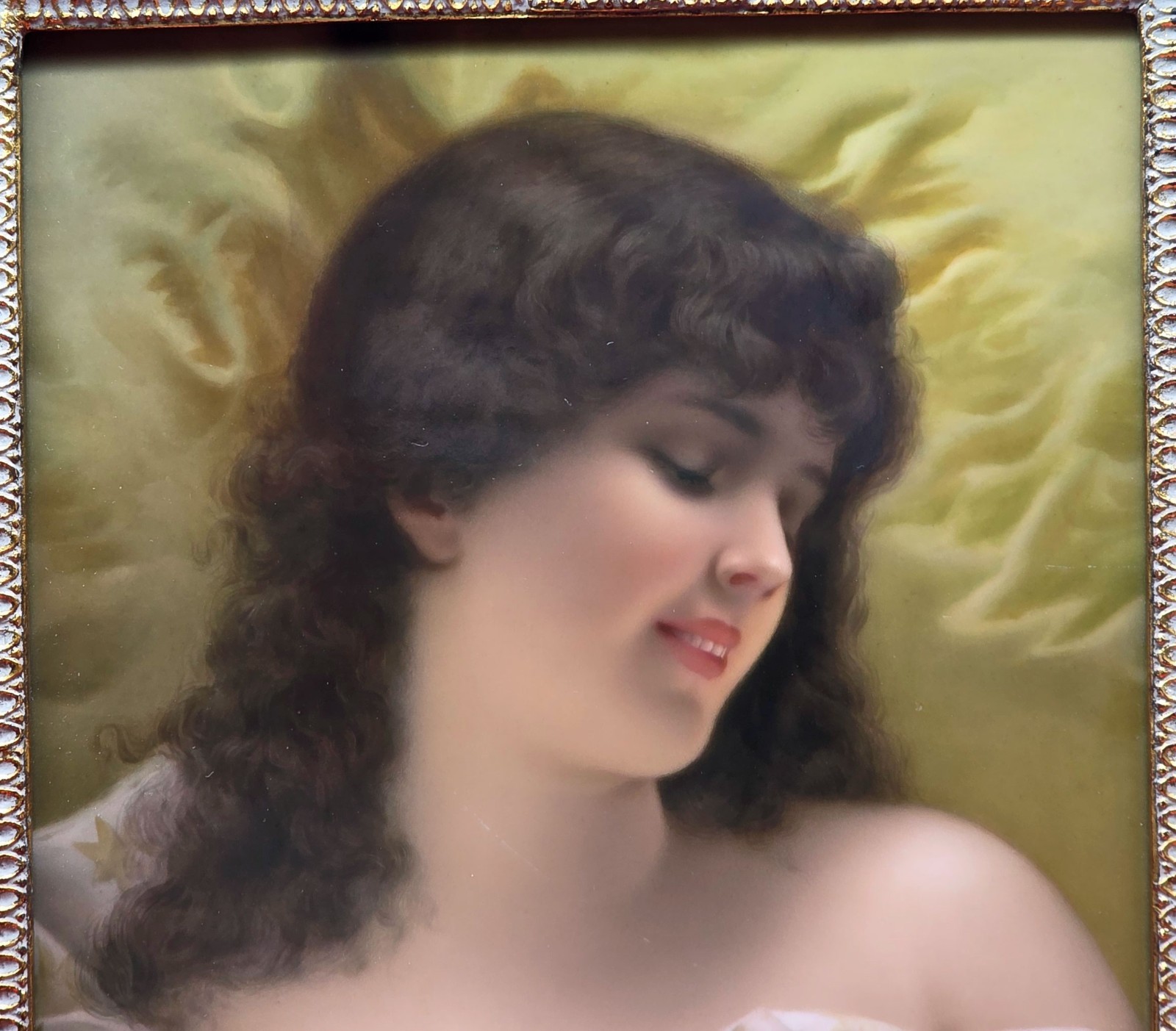Antique HAND PAINTED KPM PORCELAIN PLAQUE «Sleeping Beauty» after Joseph Lieck