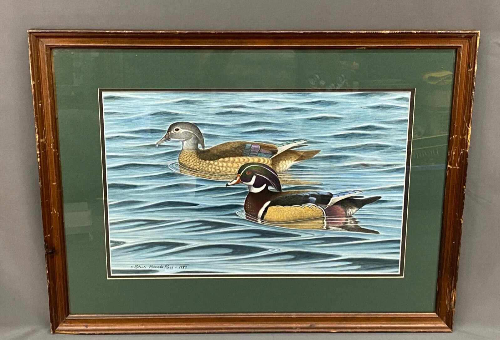 Original Steele Roberts-Ross Acrylic 1982 of Two Ducks 24″X17 3/4″