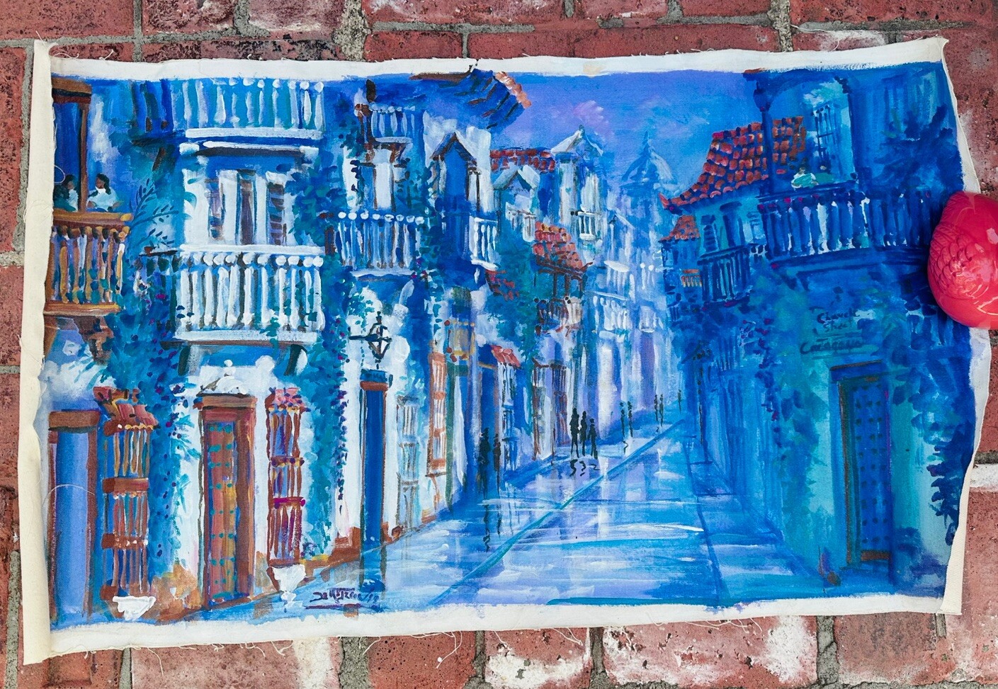 Beautiful Hand Painted Art – Late 90s – Early 2000s 36.5x 21.5in