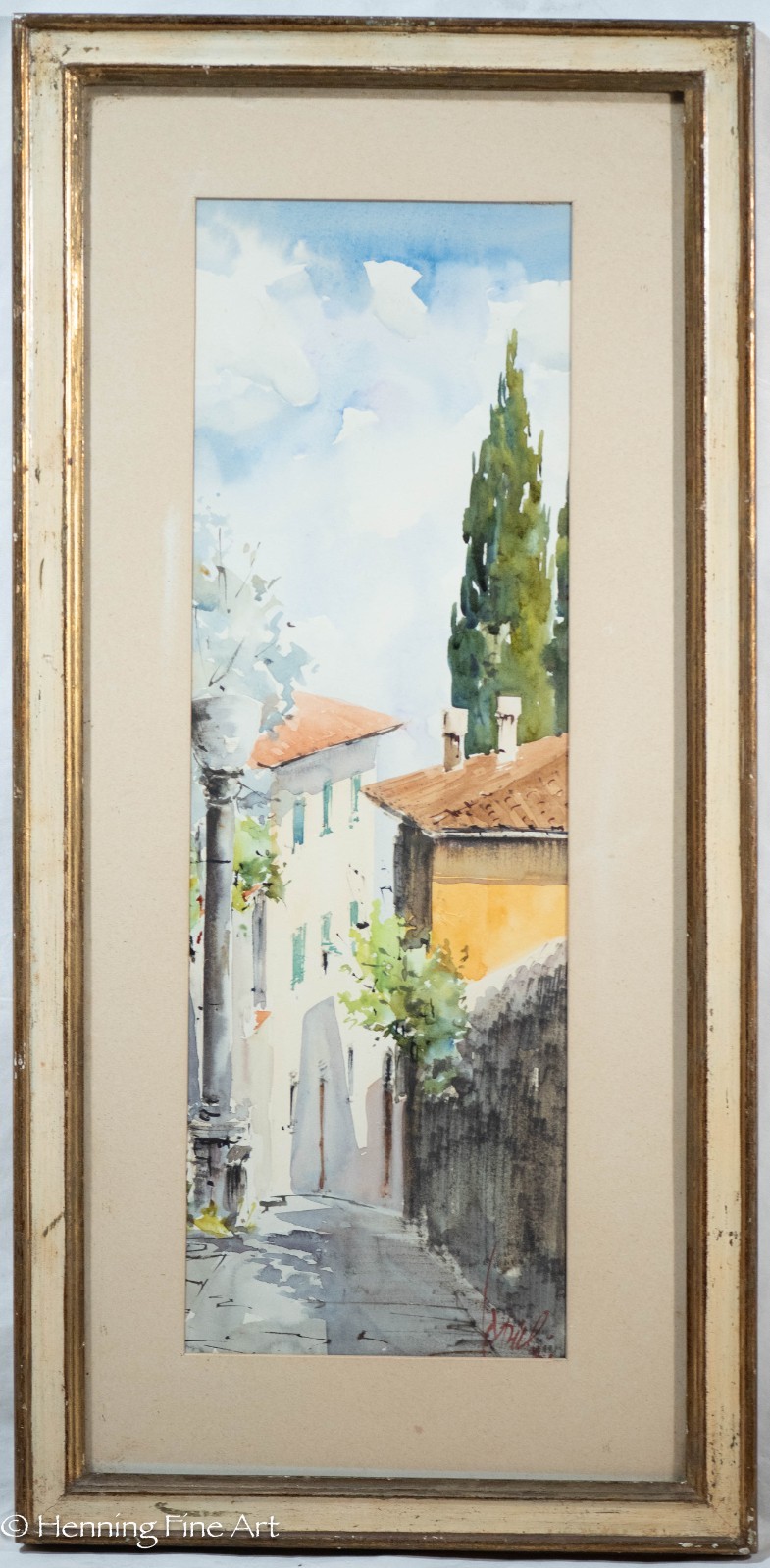 Mid Century Painting of Florence, Italy by Giuseppe Capineri Beautiful, Framed 1