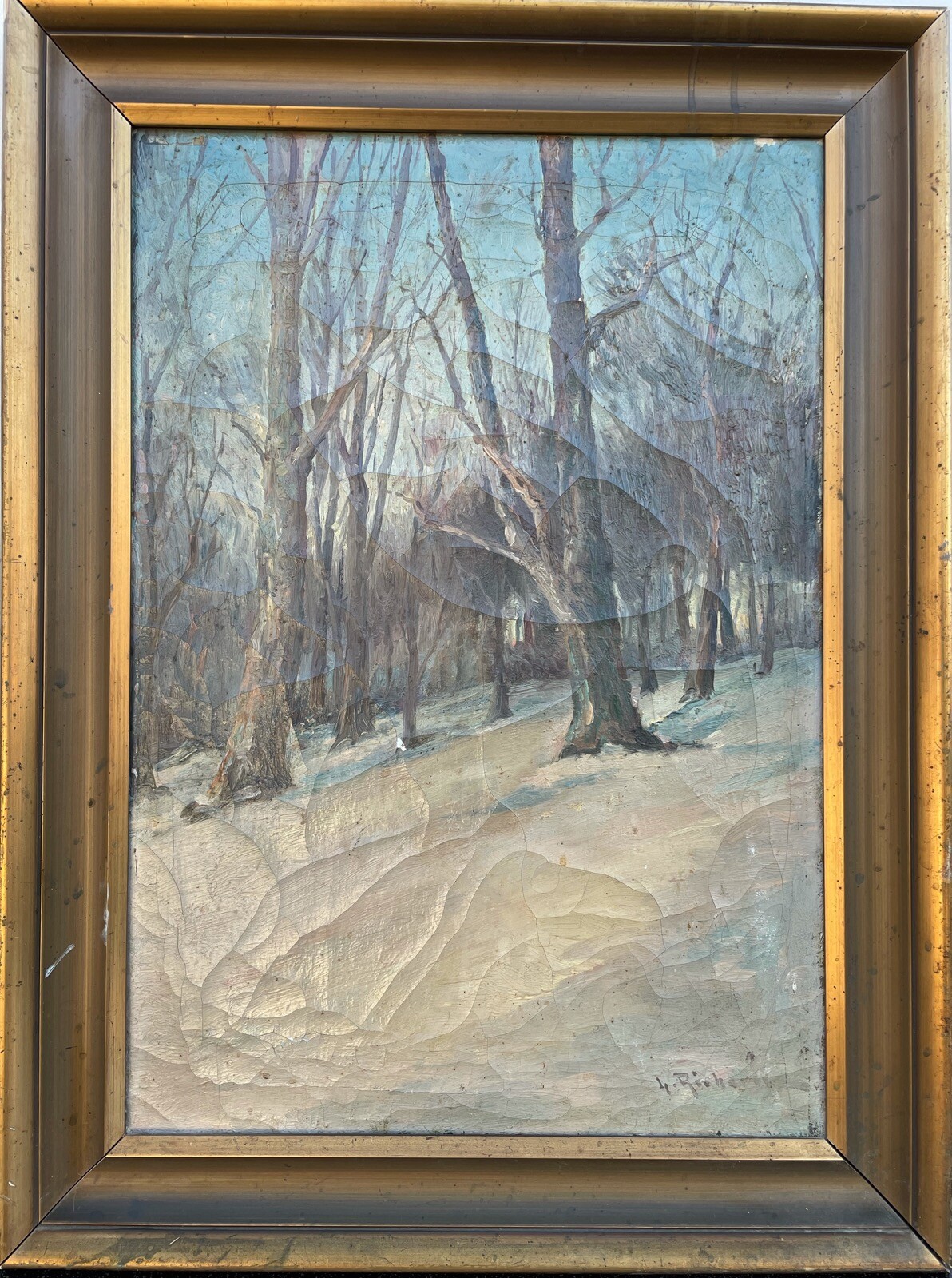Otto Ludvig Richarde 1862-1929 Winter Landscape Oil Painting Antique around 1900
