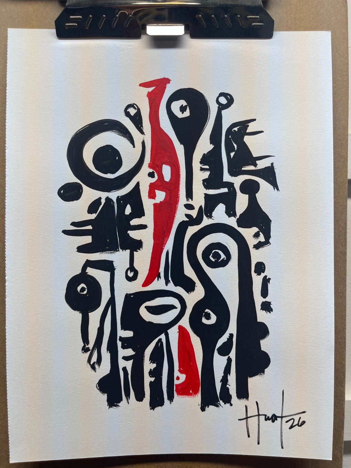 Original and Unique Abstract Art Painting Acrylic On Paper Artwork 9×12 ooak