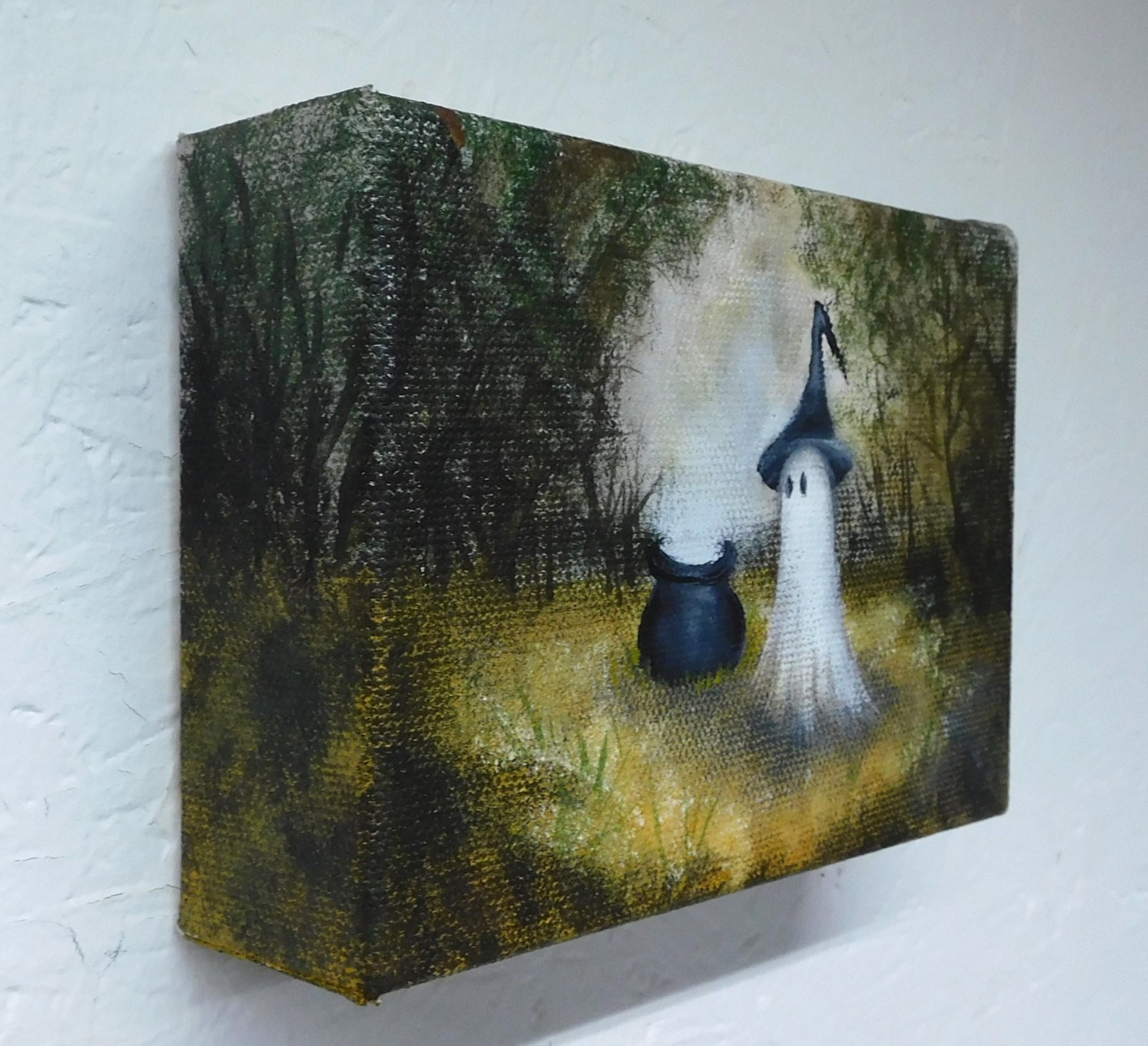 Ghost Witch Cauldron Gothic Painting Spooky Art by Rain Crow