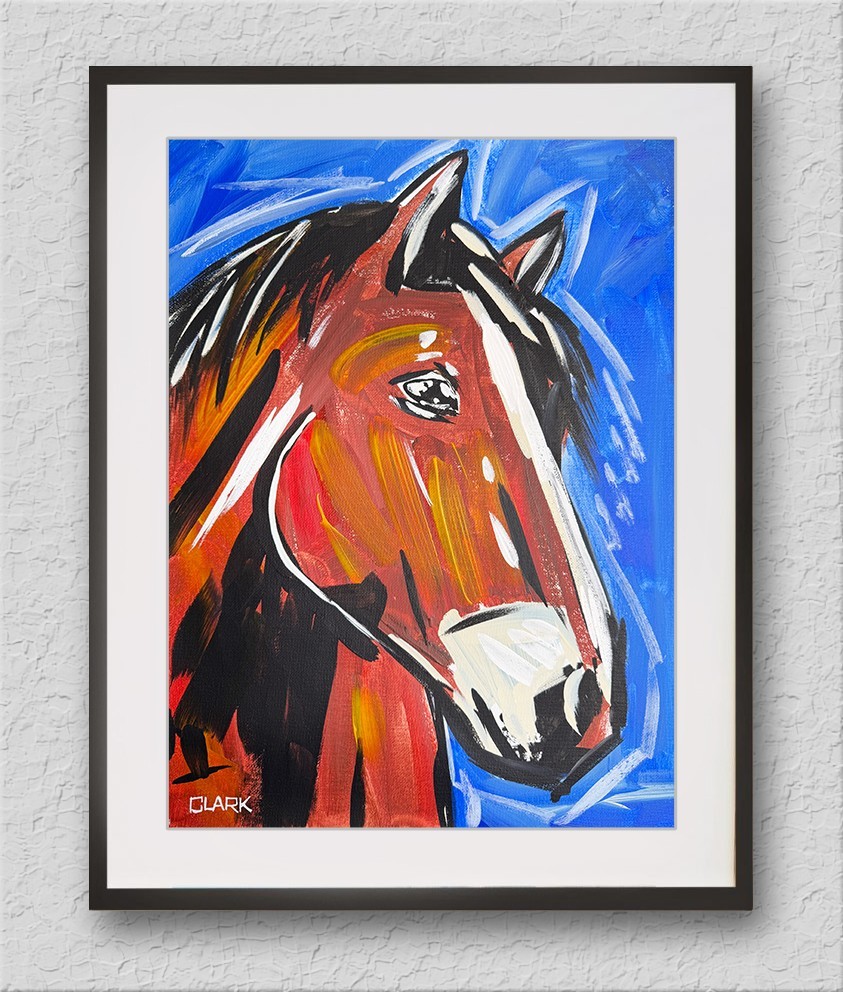 Pop Art Horse Portrait – Acrylic Painting On 16×12″ Canvas Paper