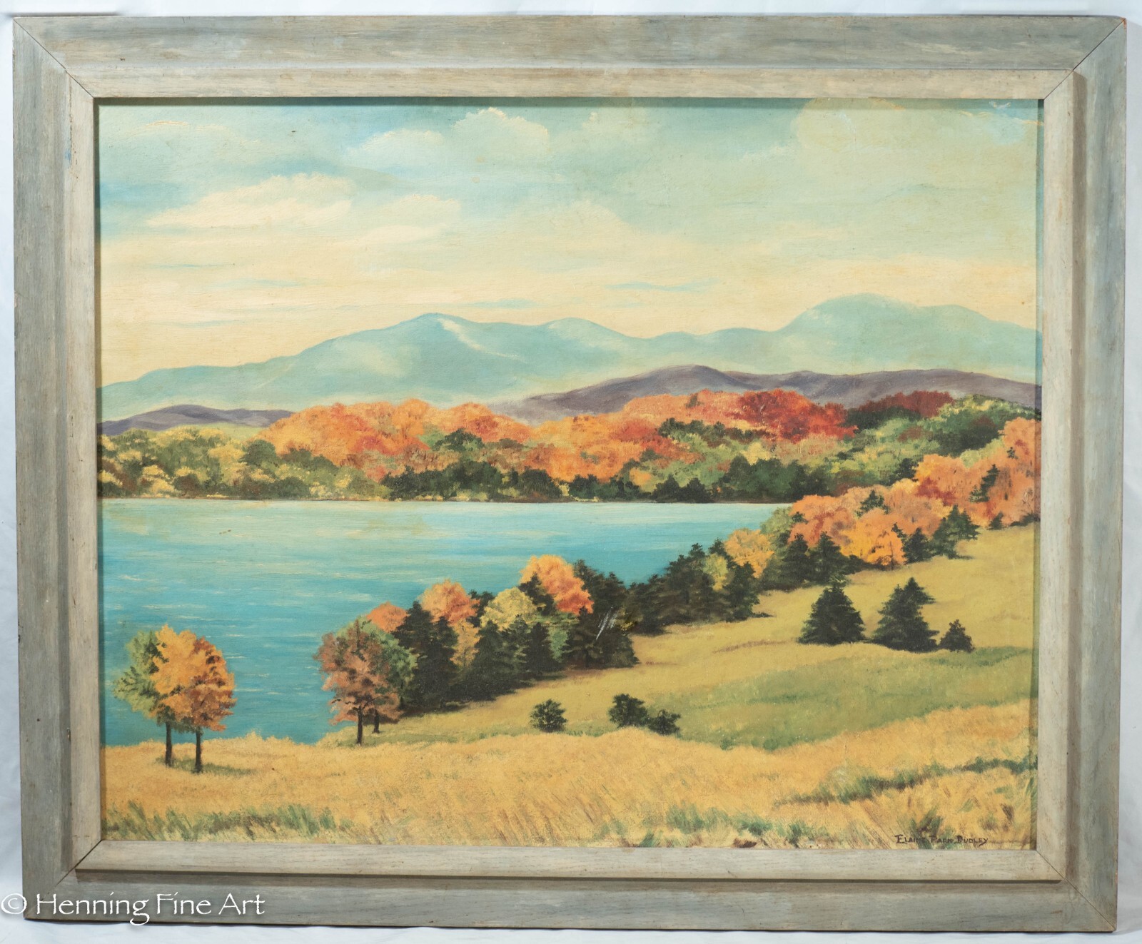 Rare Elaine Park Dudley Impressionist Painting Shelburne Bay Vermont Landscape