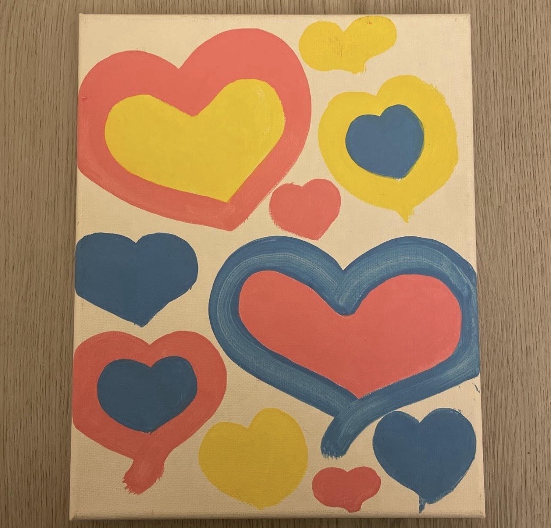 Multi-color heart design painting