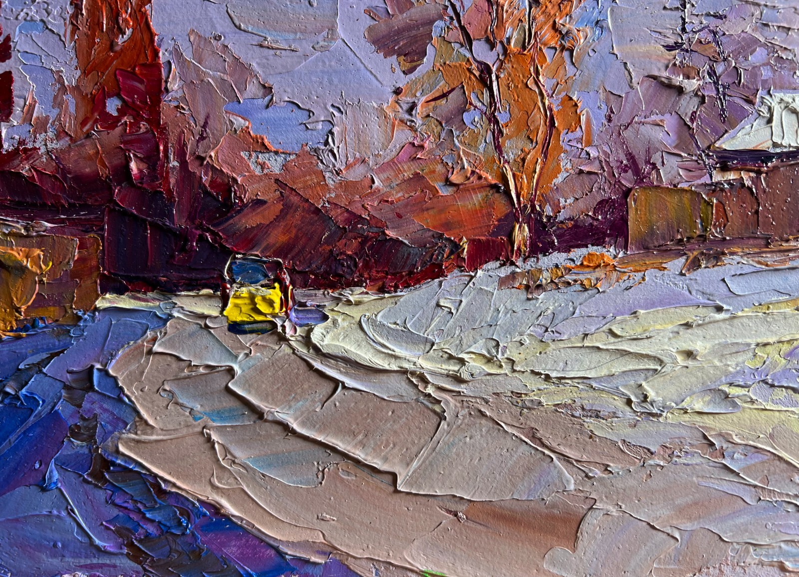 Oil Painting The Street Was Covered With Snow B. Serdyuk Original nAAA3705