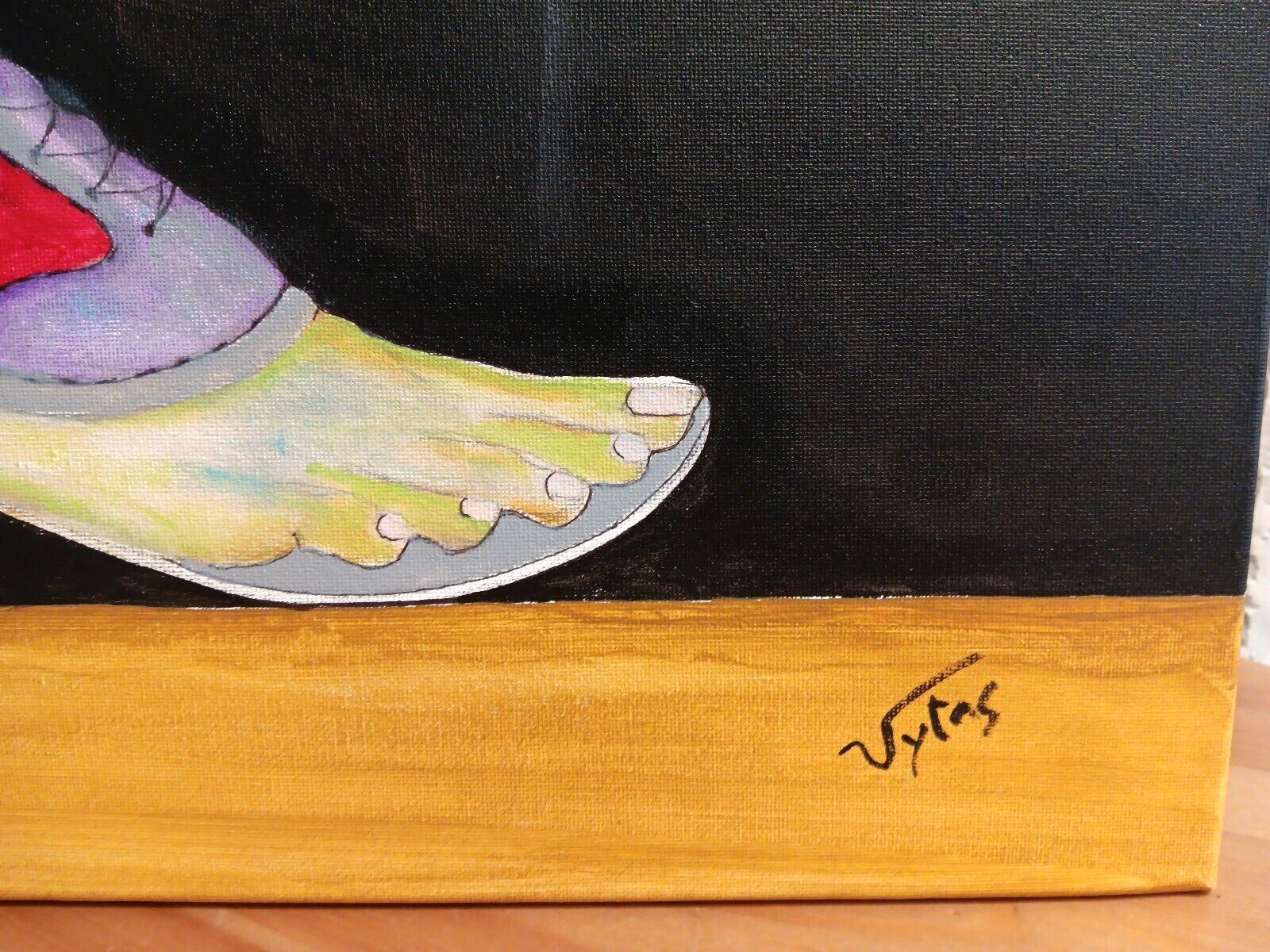 The Red Shoe Original Acrylic Painting Canvas Signed PVytautas 20×16 in