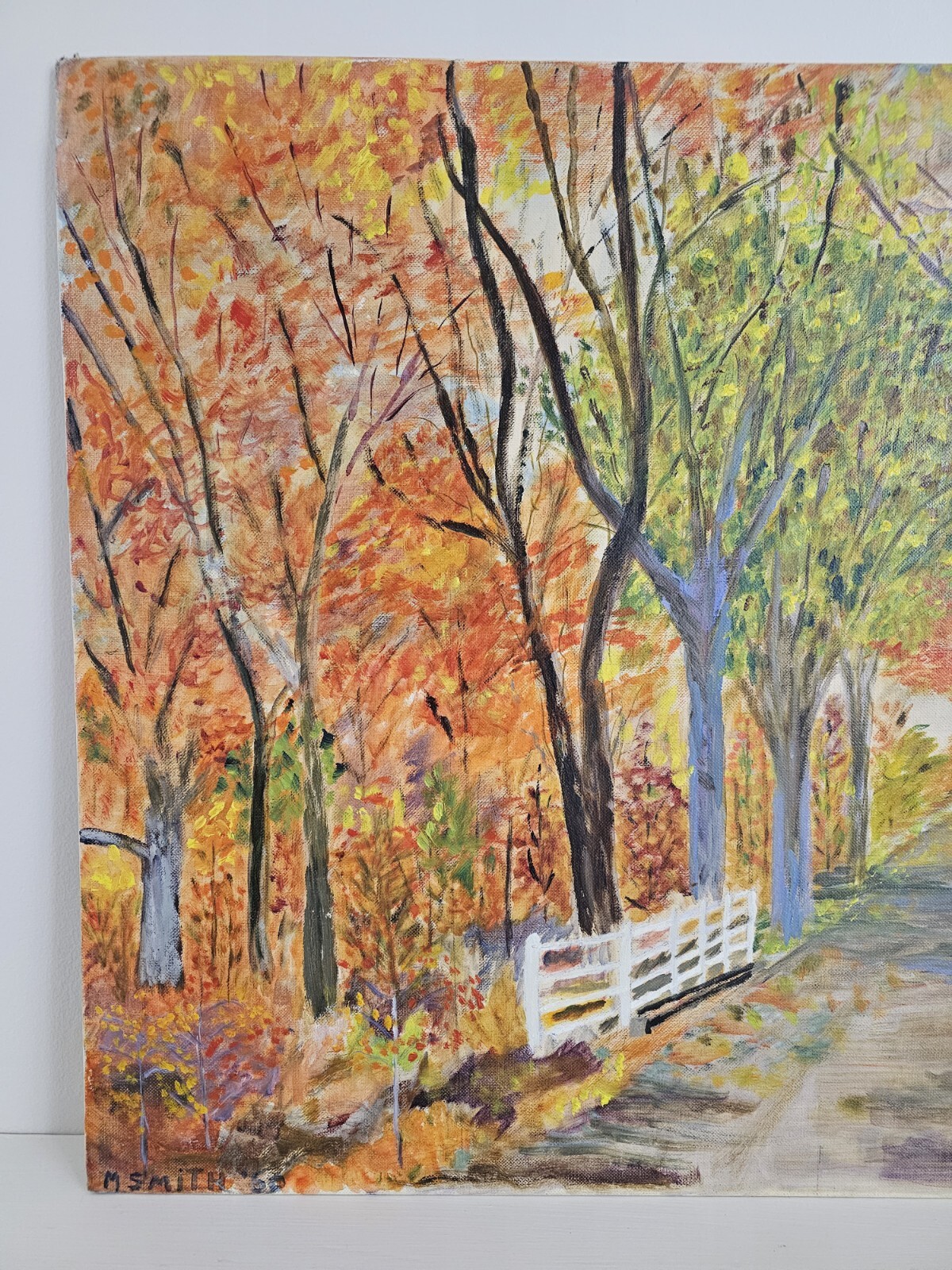 Vintage Original Signed M. Smith Oil Painting 24×18 Landscape Art VTG 1969