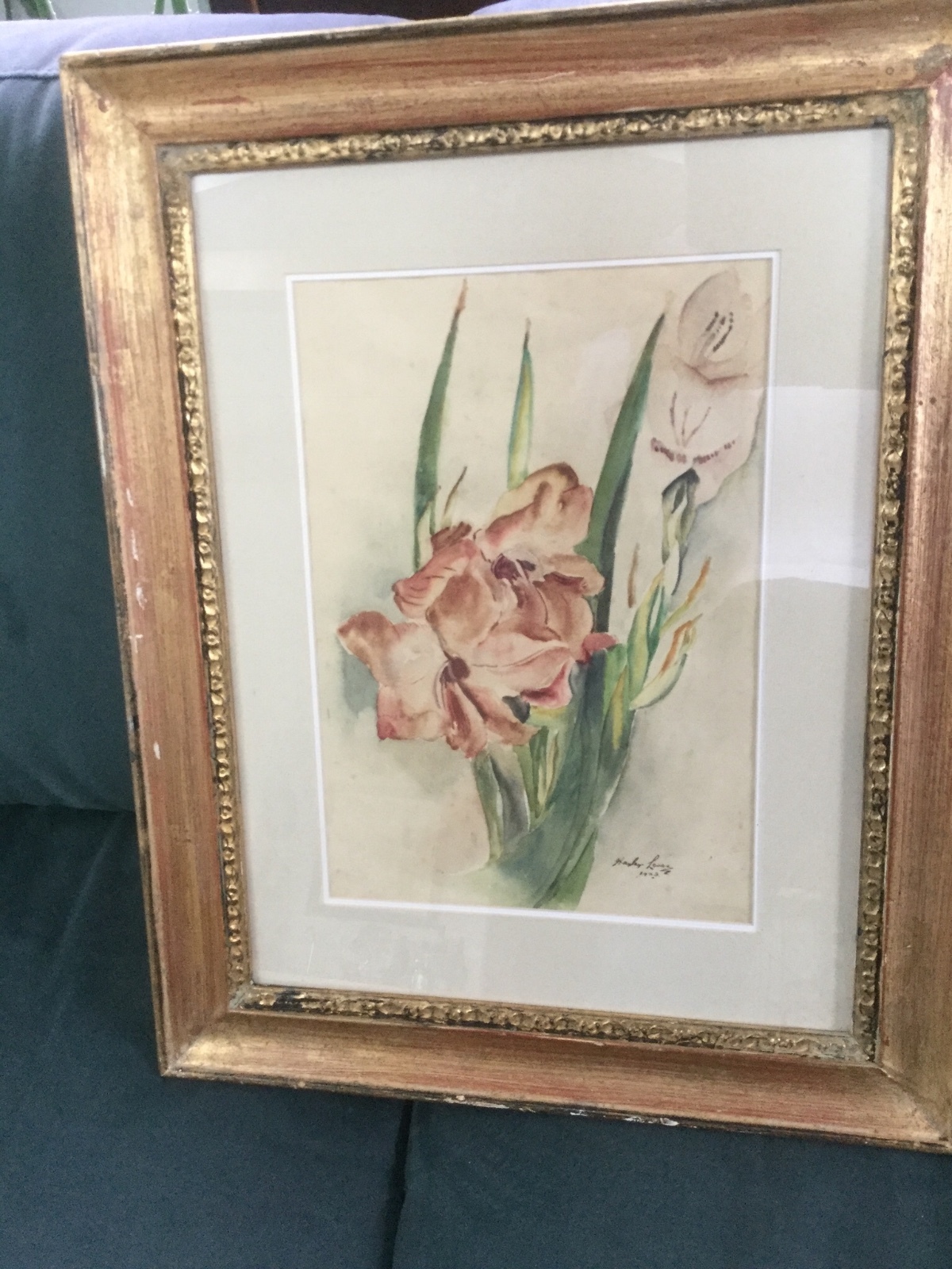 RICHARD HAYLEY LEVER (1876-1958) ORIGINAL WATERCOLOR «FLOWER» dated 1923.