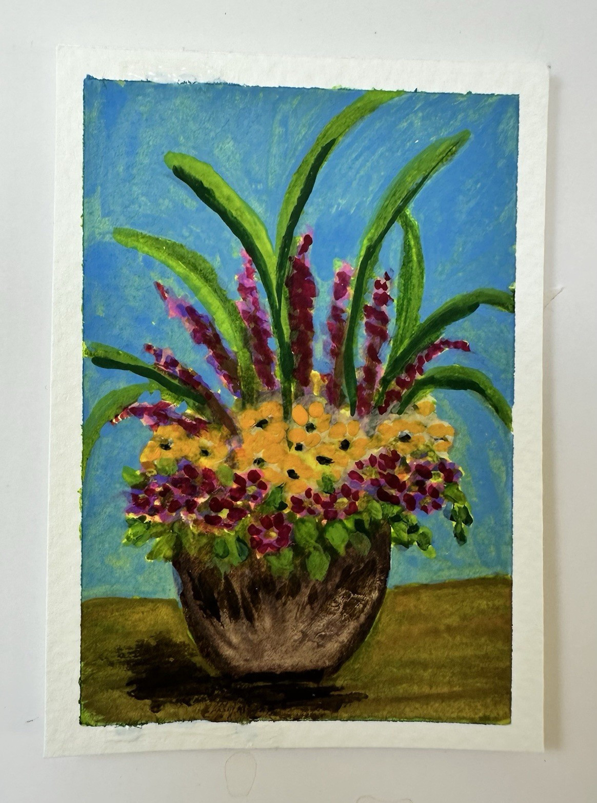 ACEO Original Impressionist Floral Still Life Painting on Paper Unframed