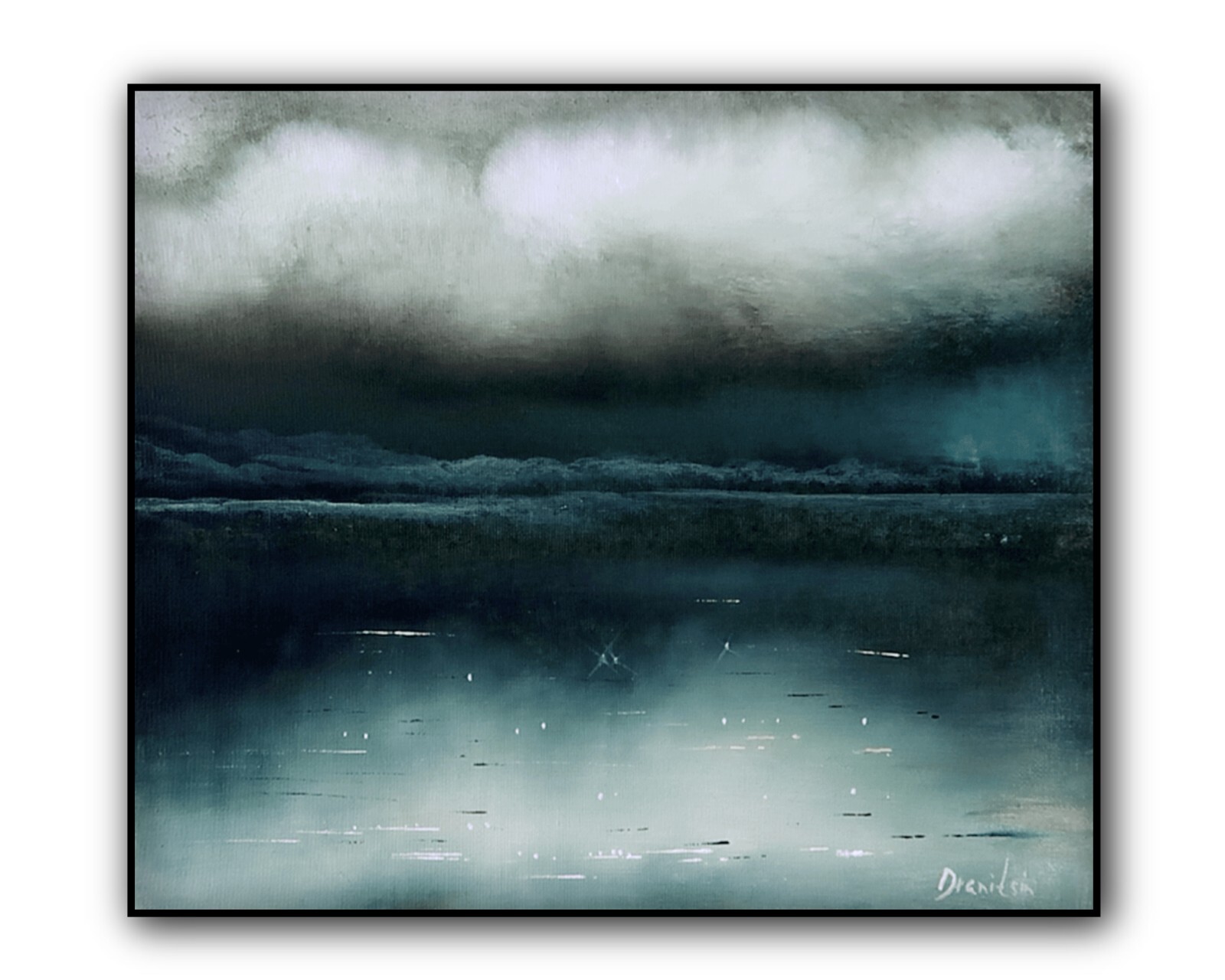 Original Acrylic Landscape Painting 12×14″ Cloudy Day Wall Art