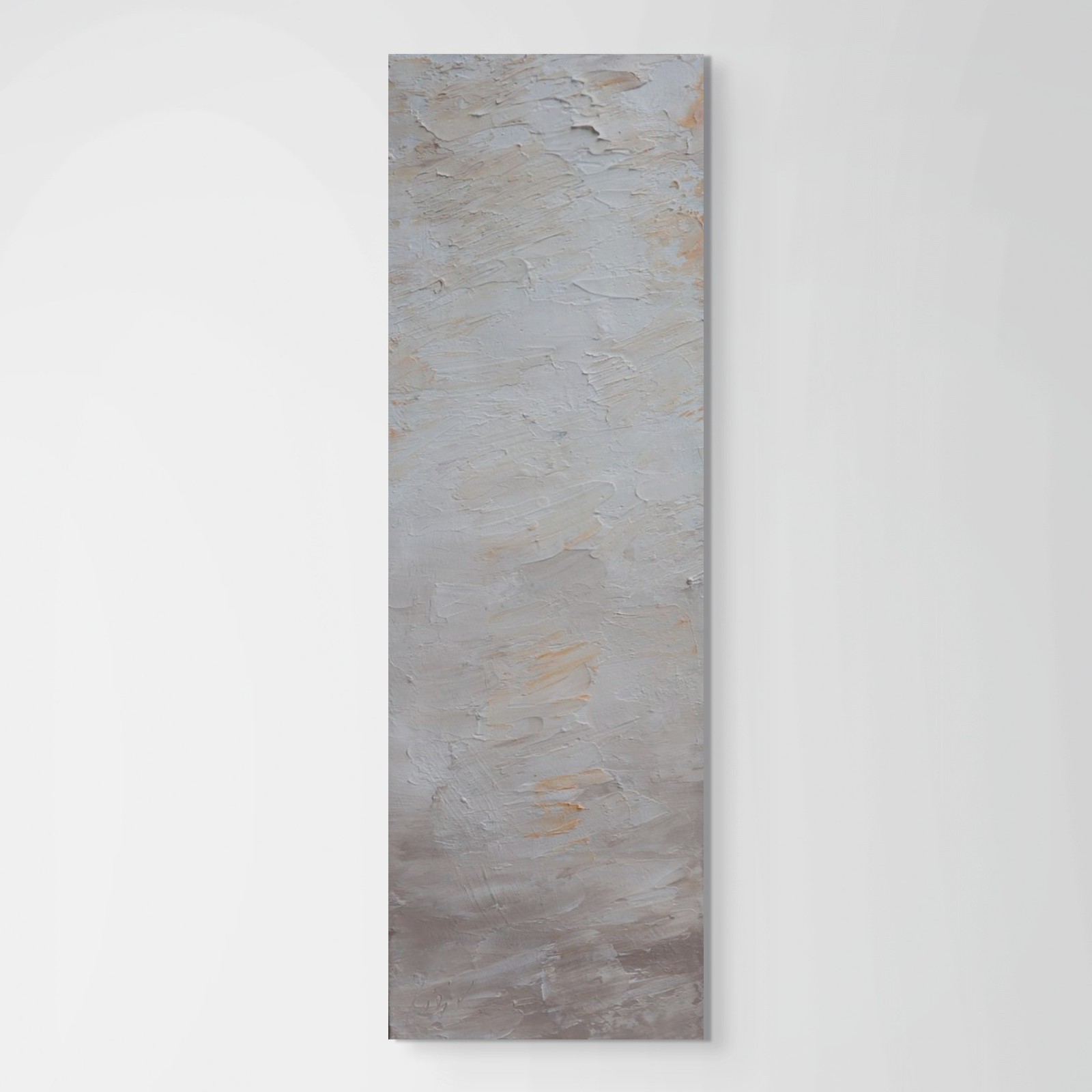 Tranquility Moments, Neutral Textured Abstract Painting 10×30, Japandi Wall Art