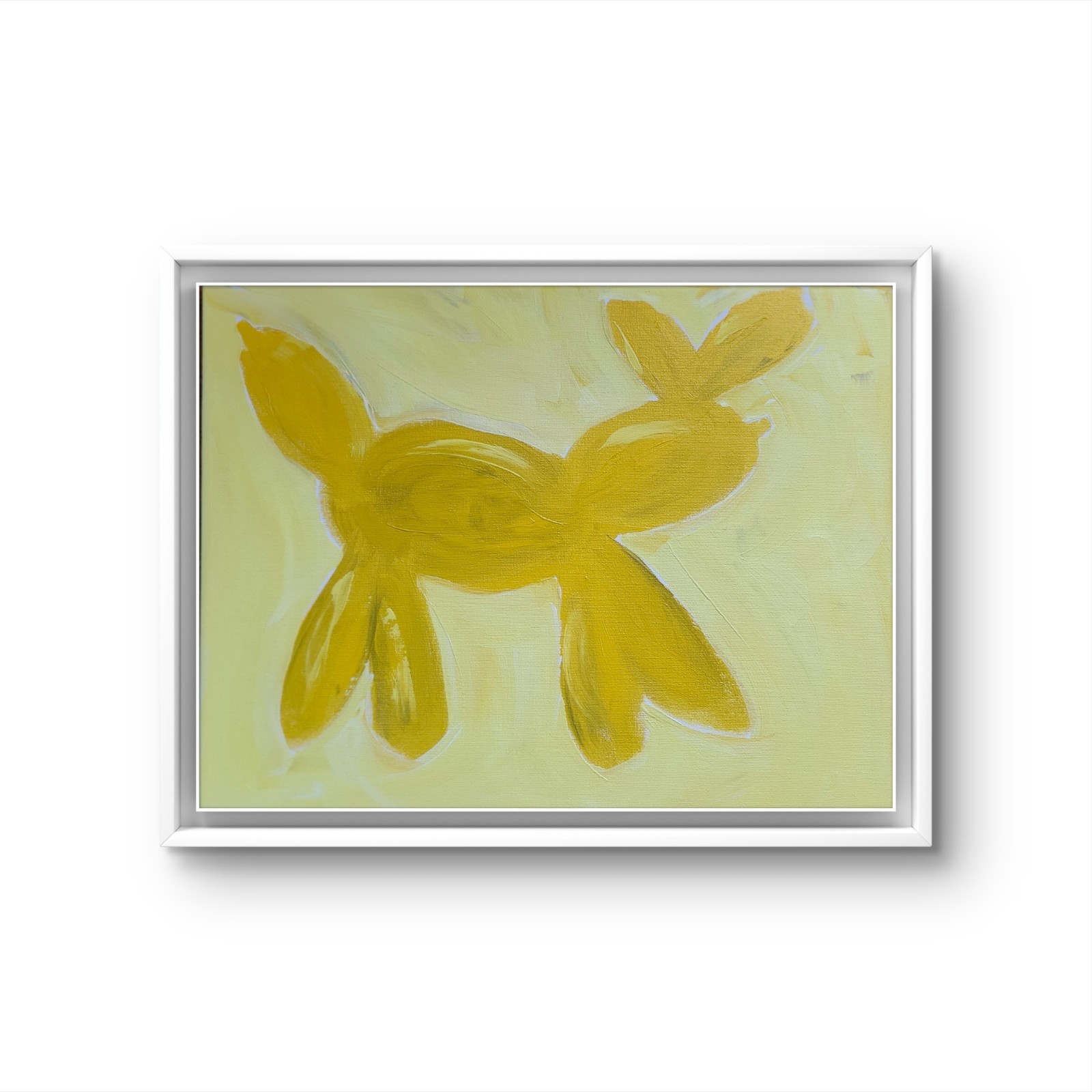 Whimsical Yellow Balloon Dog Colorful Neo Expressionist Wall Art 11×14 Canvas