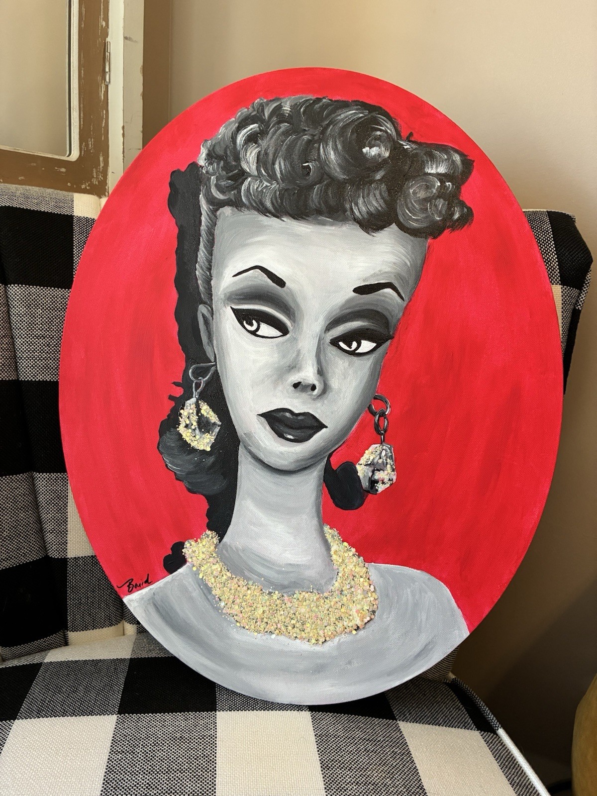 Custom Vintage Toy Art – Fashion Doll- Hand Painted Canvas -OOAK POP Art
