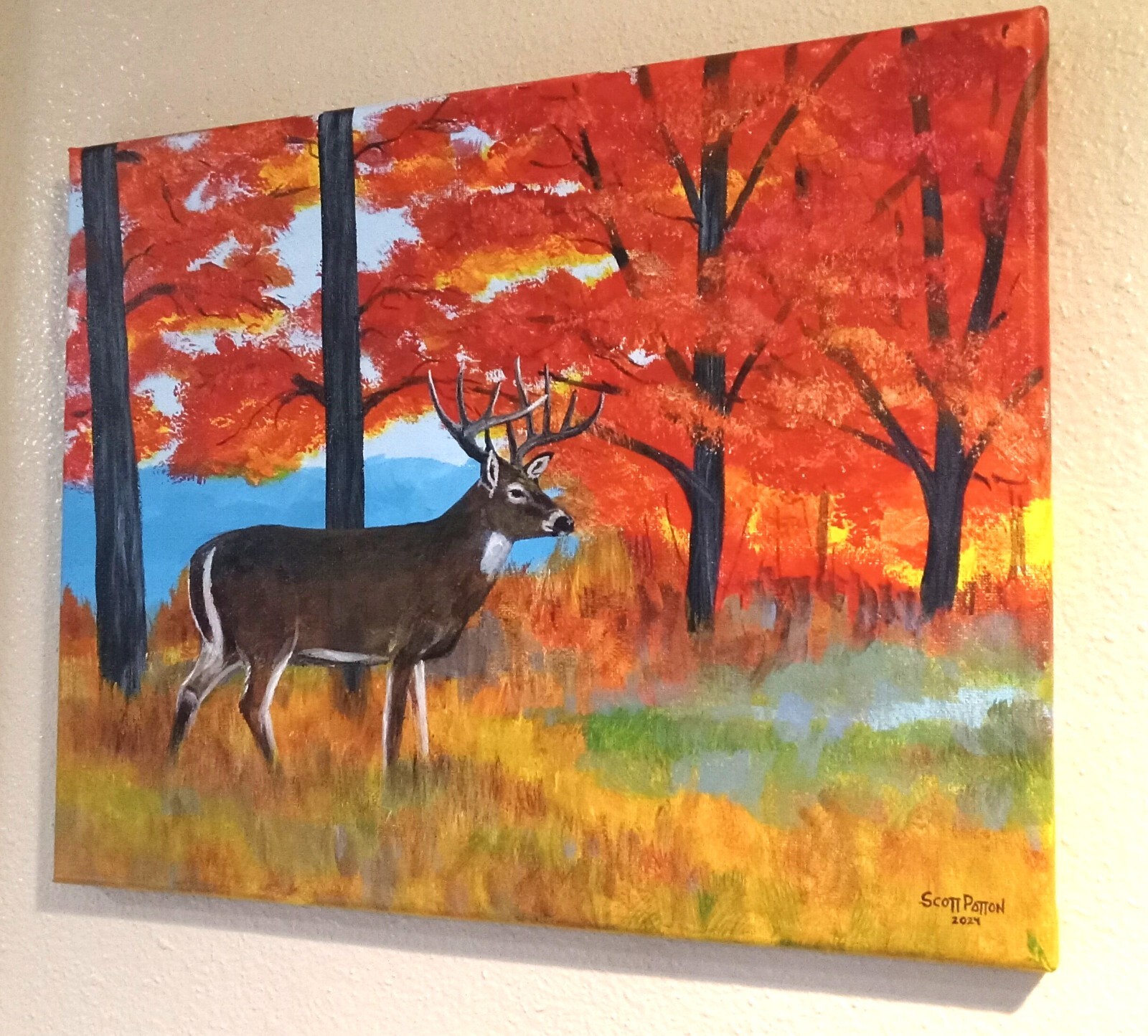 Scott Patton Art: «In the Fall Maples: White-tailed Deer Buck» Original Painting