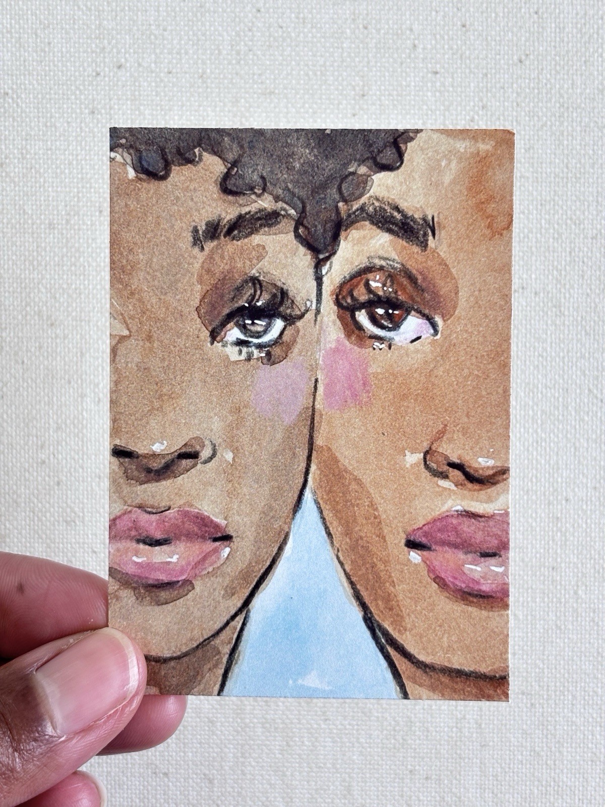 ACEO PRINT, Sisters, Woman, Girls, Mini Art Painting, Abstract Portrait