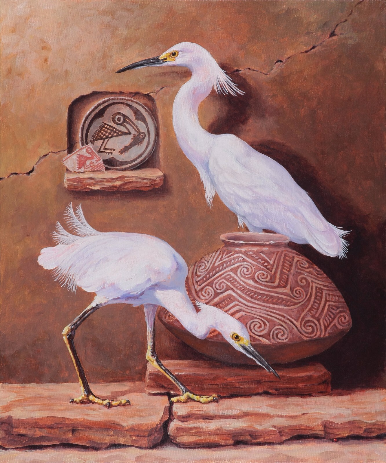 Original Painting Southwest Still Life Wildlife Listed Artist, Rebecca Riel