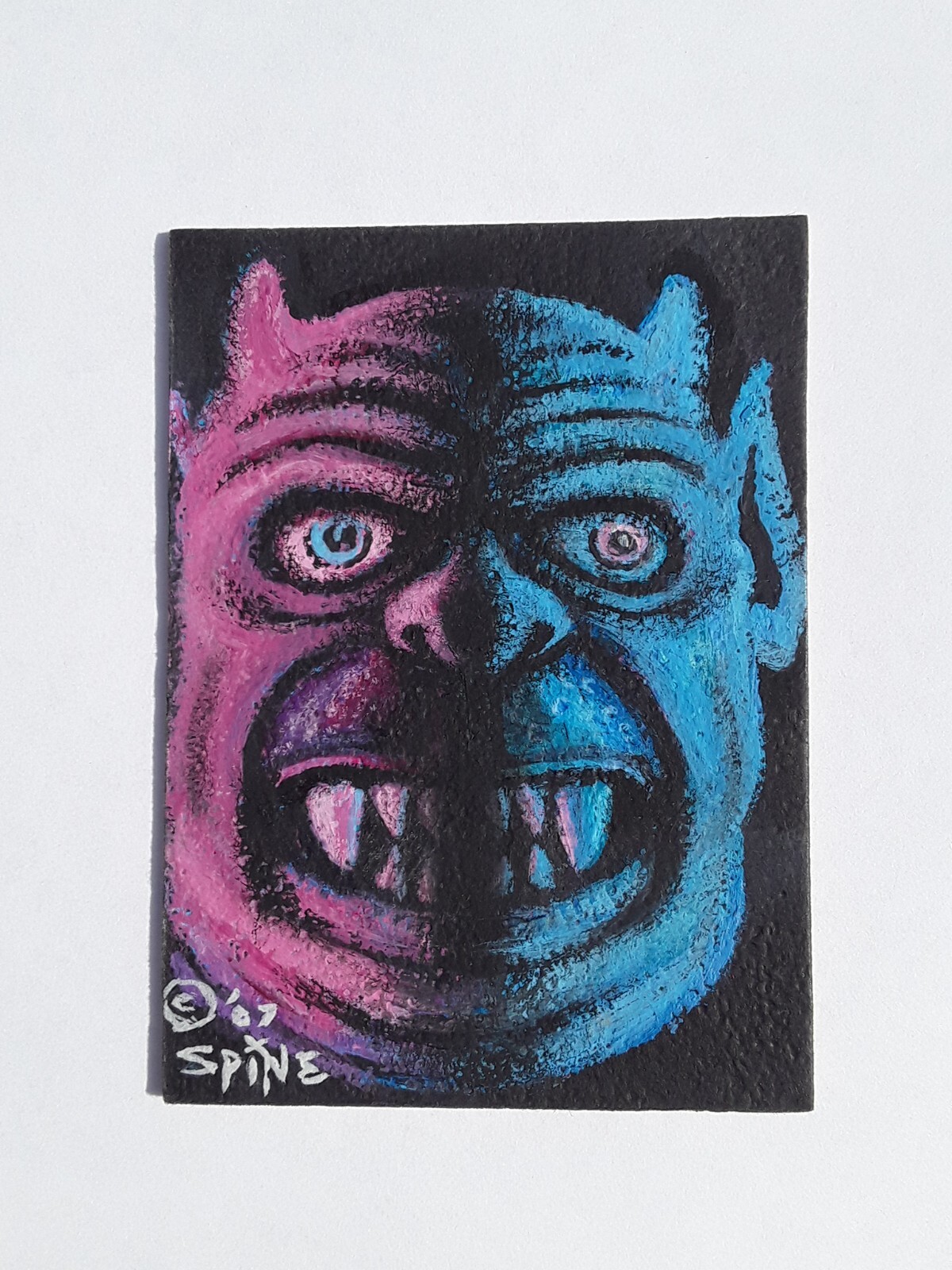 Tiny Size Original Art by Spine Jerry the Jerk Horror Monster 2.5 by 3.5 ACEO