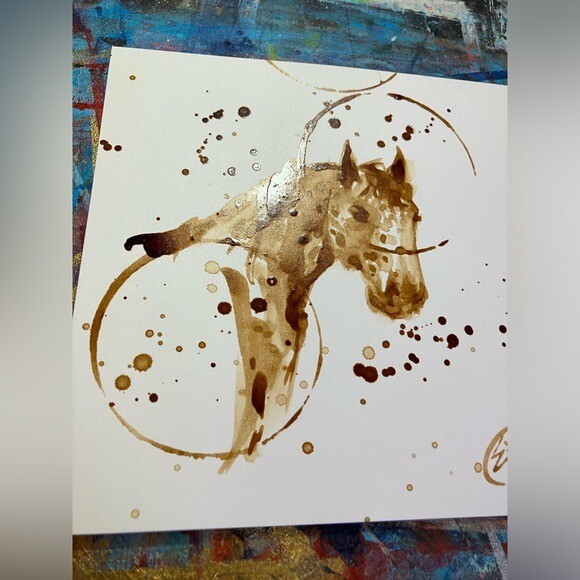 Original Coffee Horse Western Painting Appaloosa Mule art equestrian Artettina