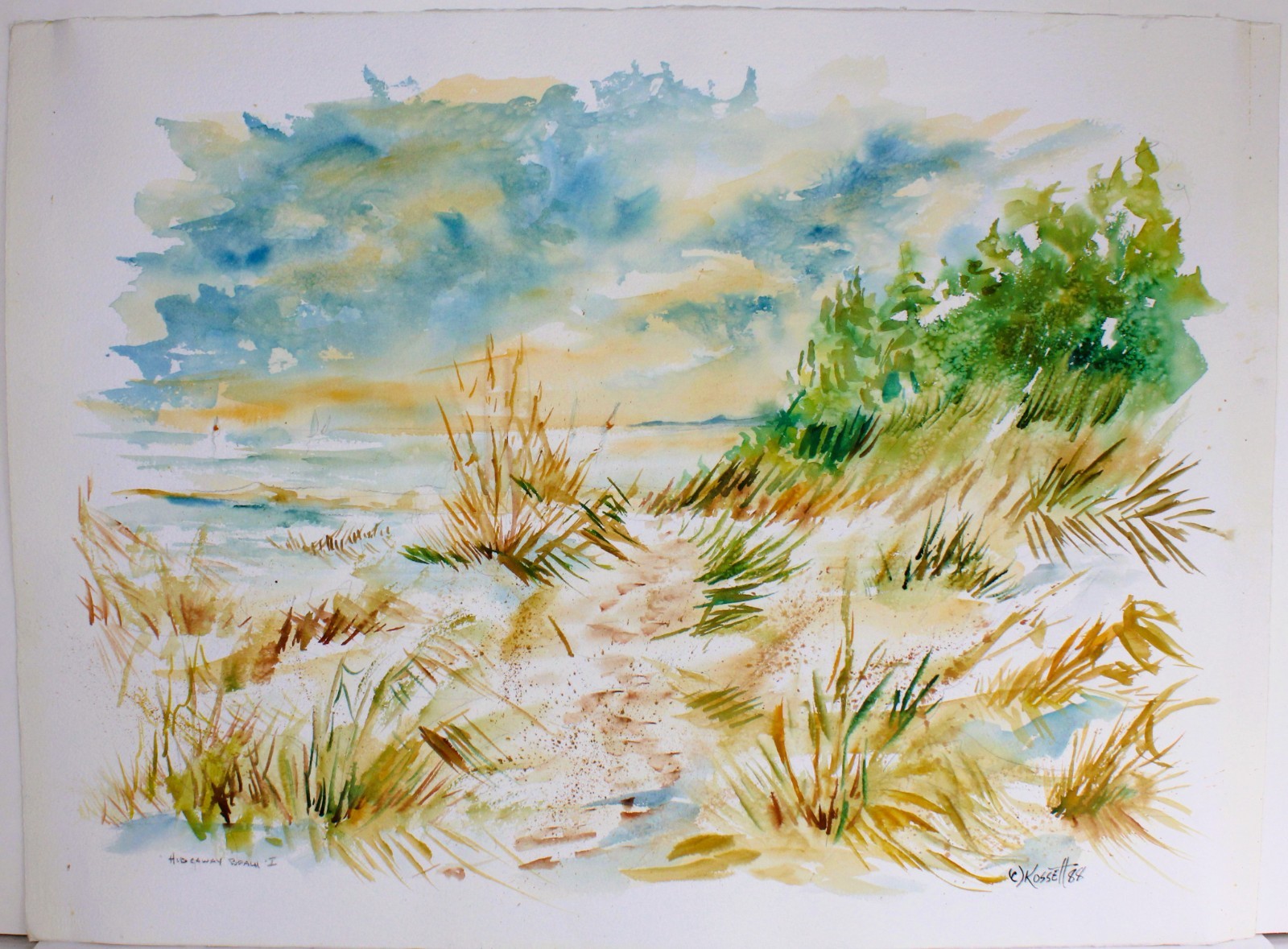 JO KOSSETT 1934-1991 ORIGINAL WATERCOLOR 1988 SIGNED DULUTH MN LISTED ARTIST 30″