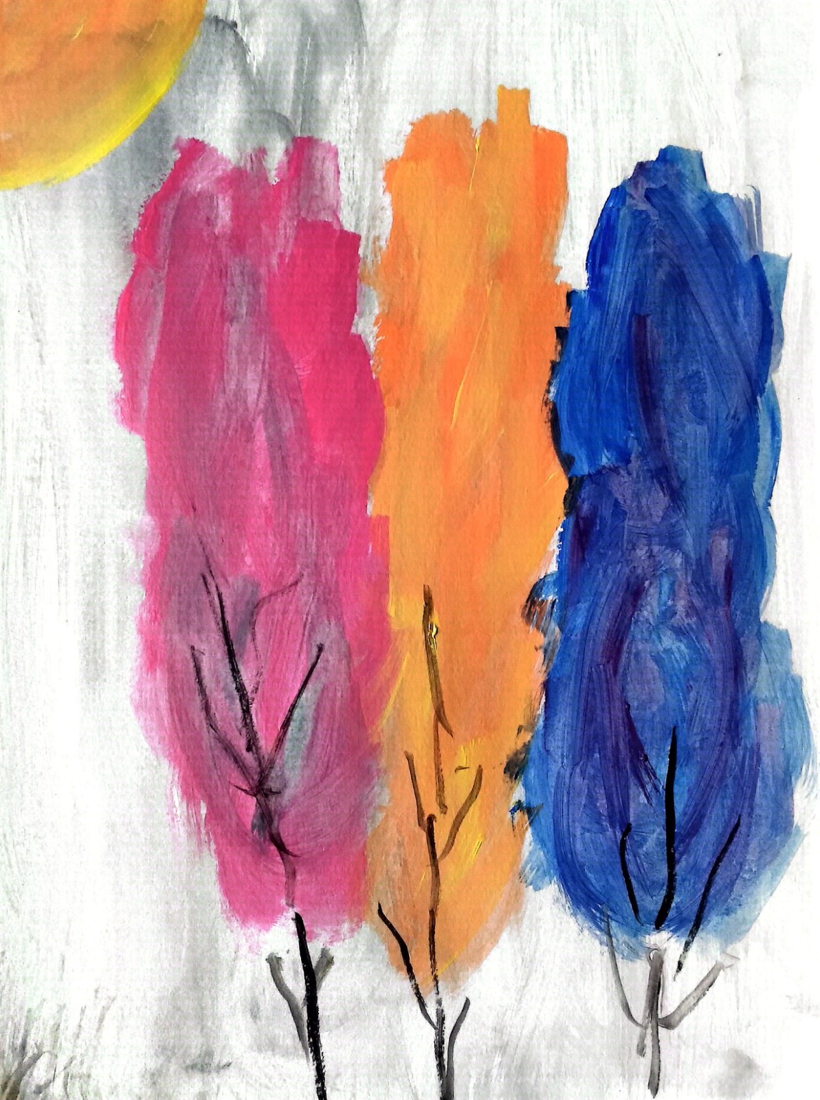 Original Colorful Impressionist 9×12 Acrylic Landscape Trees Wall Art Paper