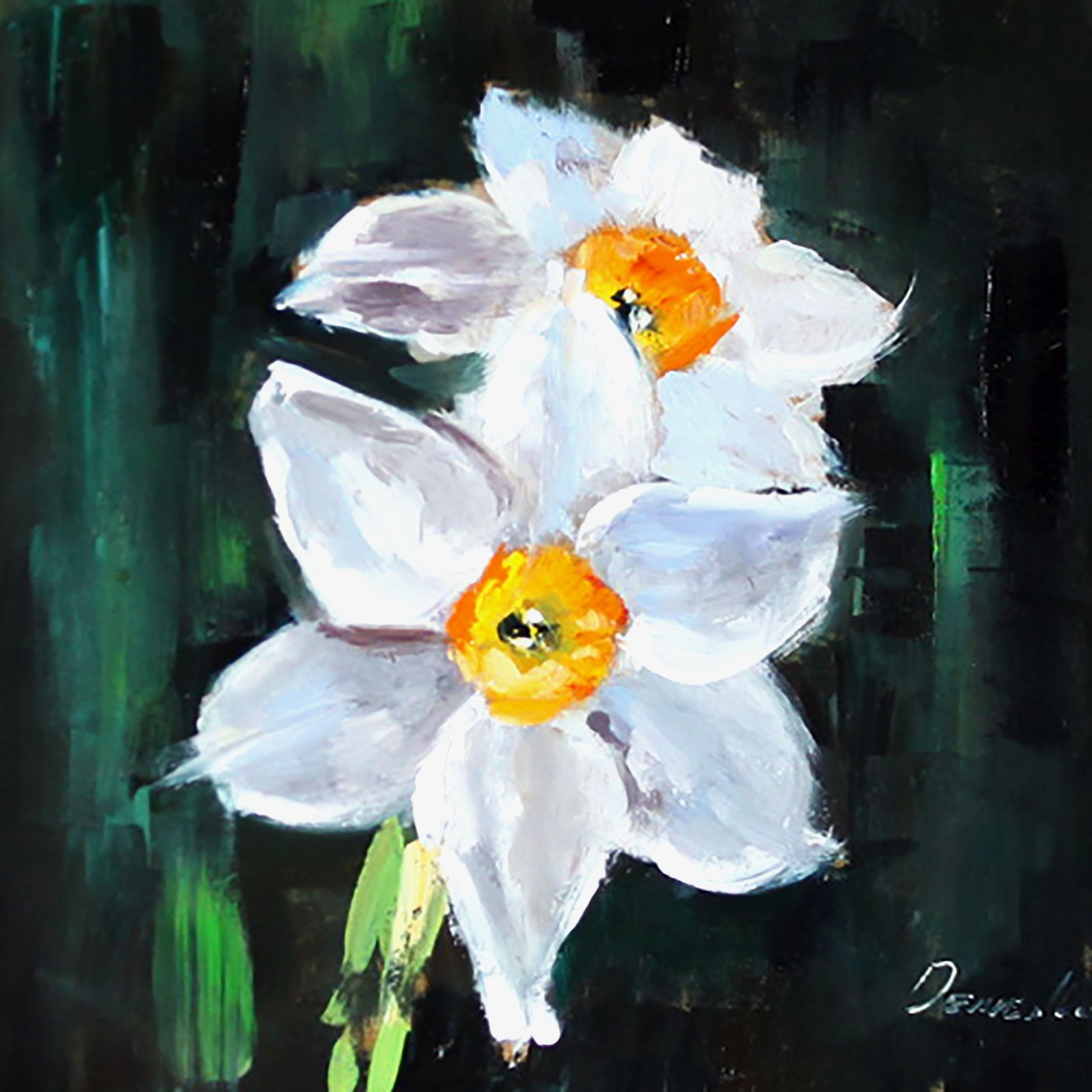SPRING FLOWERS Daffodils Still Life Art Oil painting 8X8