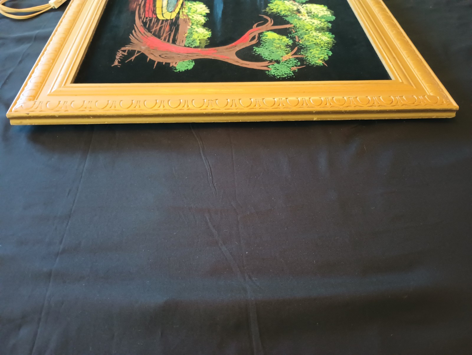 MCM Ashbrook Studios Roman Garden LIGHTED Velvet Oil Painting 23 X 45 Framed VTG