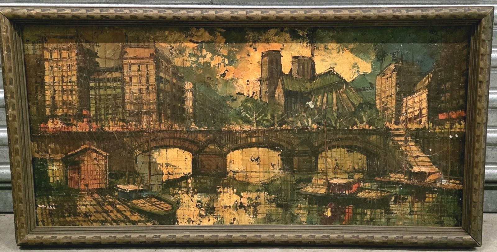 Antique Oil on Canvas Painting of Paris Signed ( R. MARTIN ) 32″ X 15″