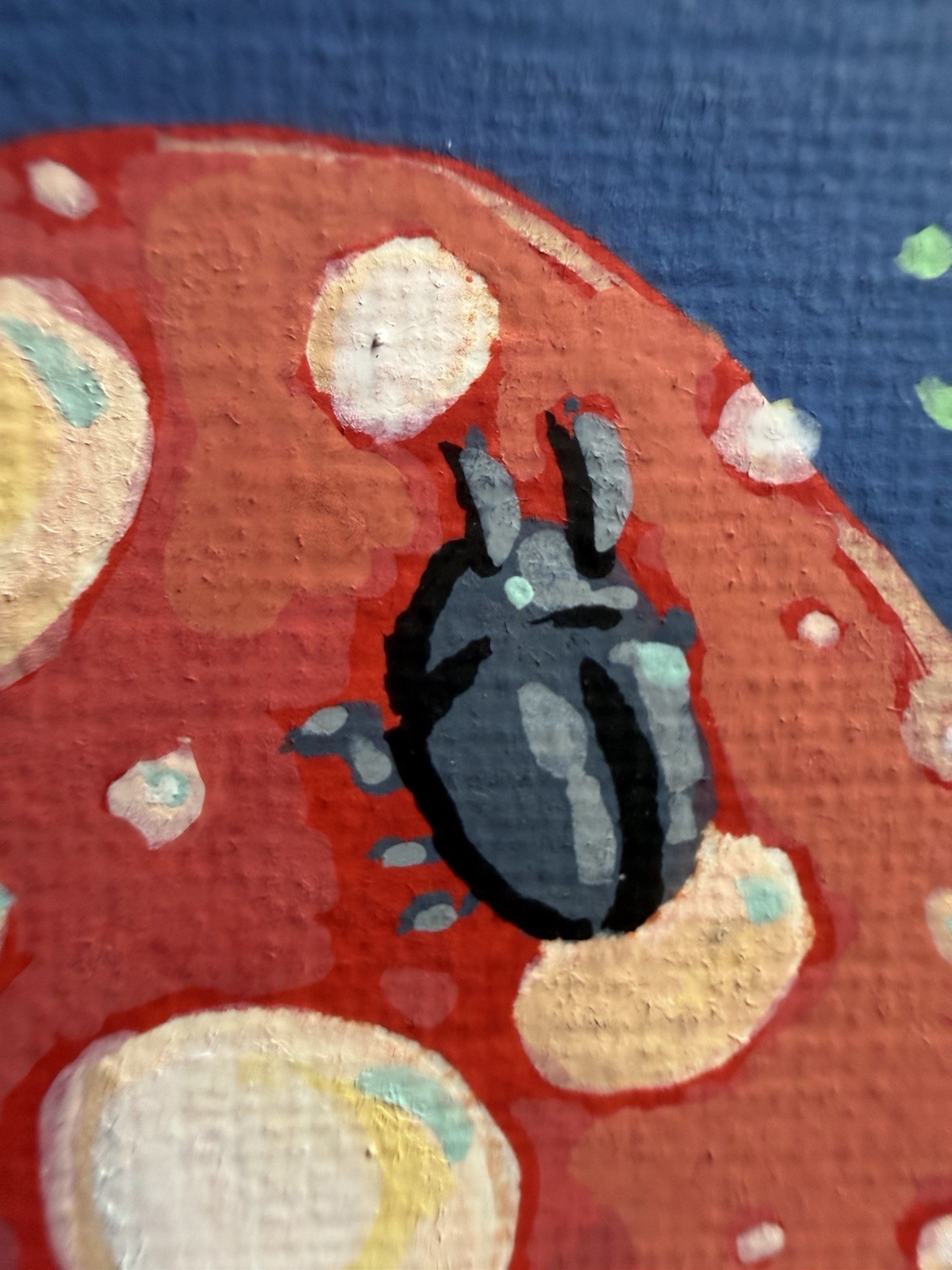 ACEO OOAK Beetle Stargazing MUSHROOM Sky painting Haileylikespaint