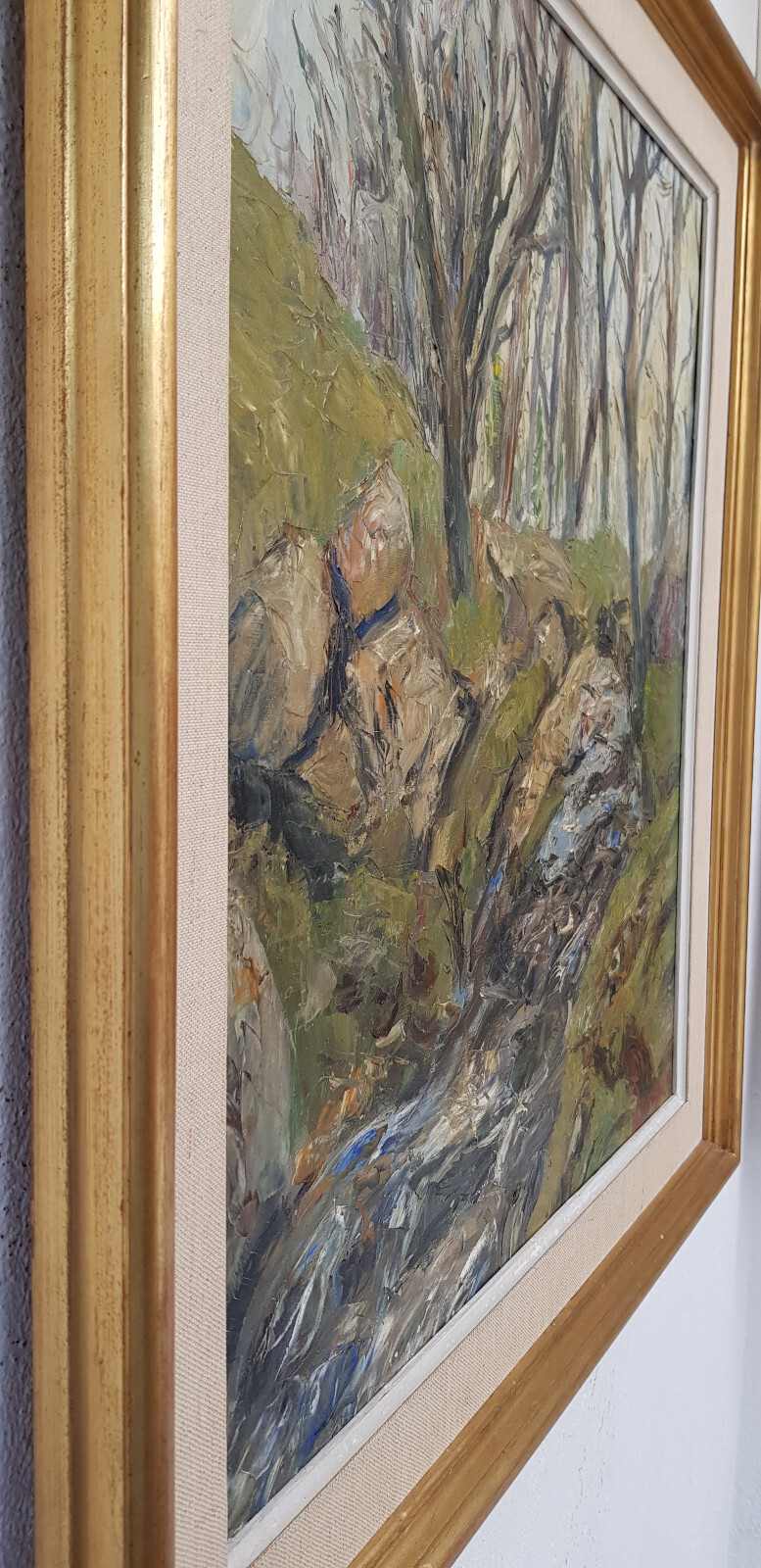 Abstract oil painting artwork with frame picture painting oil painting forest