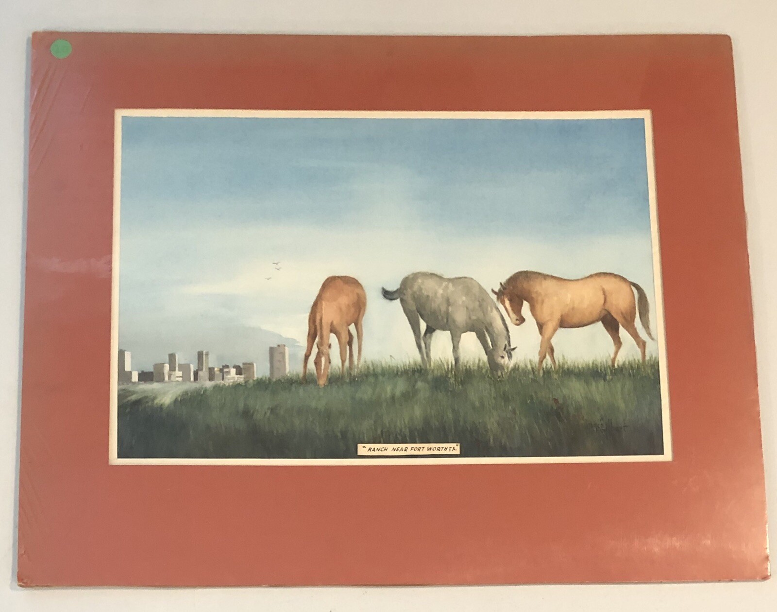25×20 Original Matted Watercolor PAINTING Ranch Near Fort Worth by JOYCE GILBERT