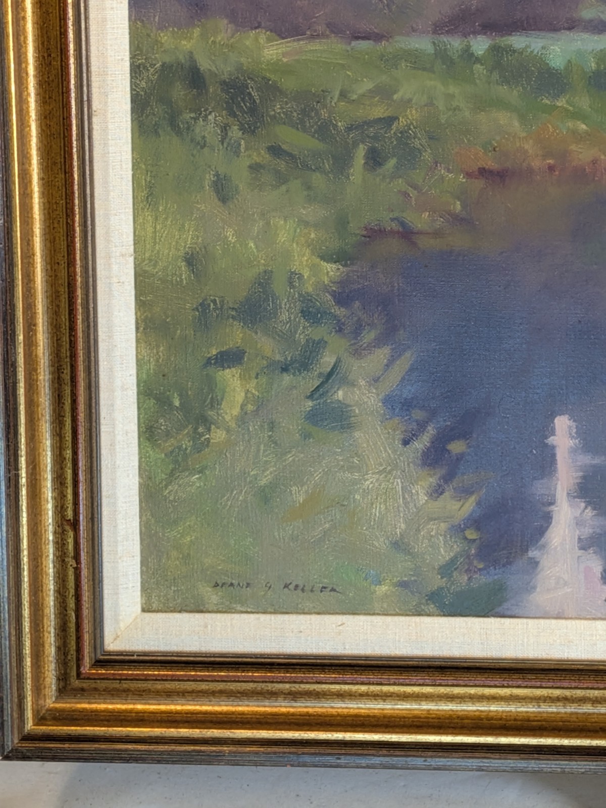 Deane Keller Oil Painting CT Farmington River Landscape Impressionist lavender