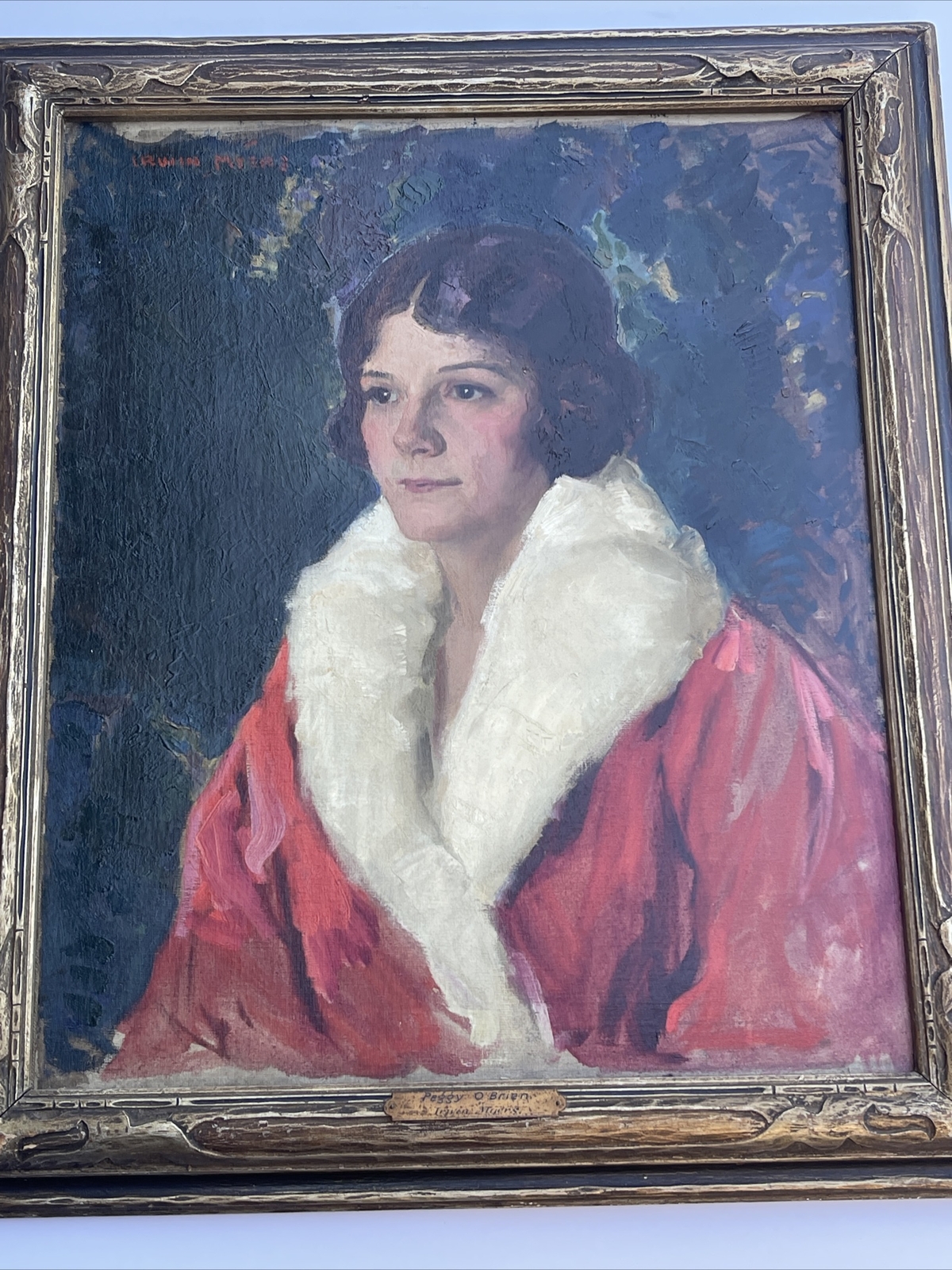 ANTIQUE PORTRAIT PAINTING FEMALE PRETTY WOMAN MODEL ART DECO IRWIN MYERS LISTED
