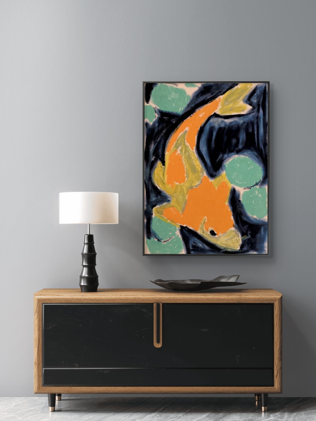 Contemporary Koi Fish Bold Art Original Wall Art 11 by 14 Canvas