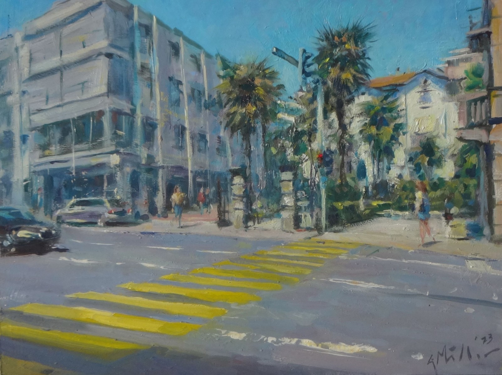 GERRY MILLER-Oil Painting on panel. Lugano Centre.40 x 30 cm.